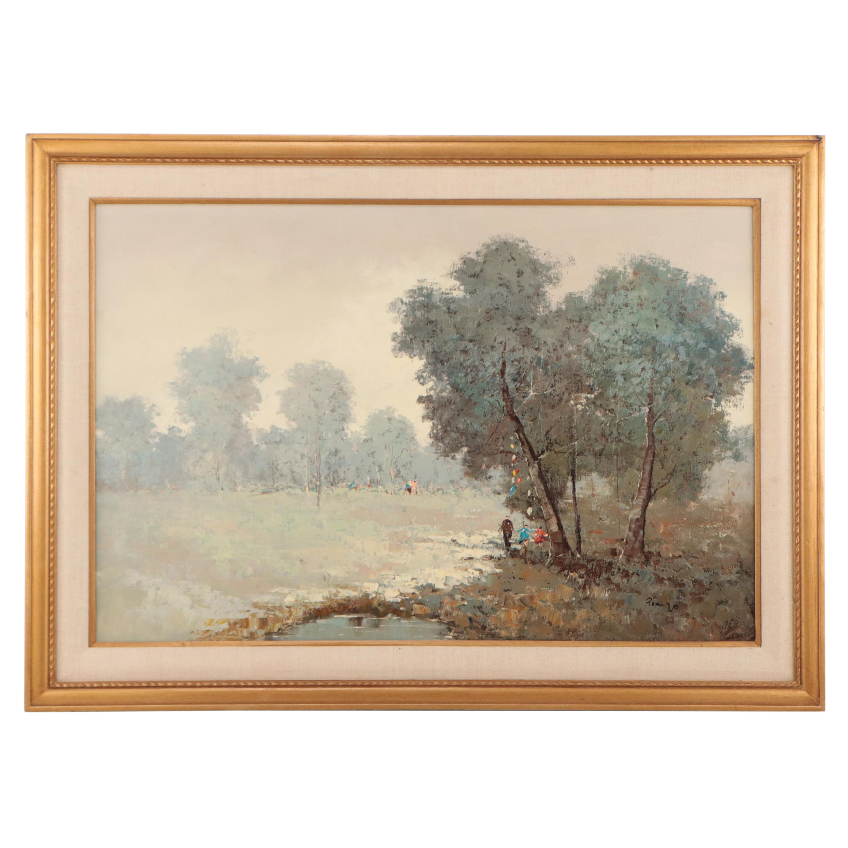 Impasto Oil Painting of Forest Landscape