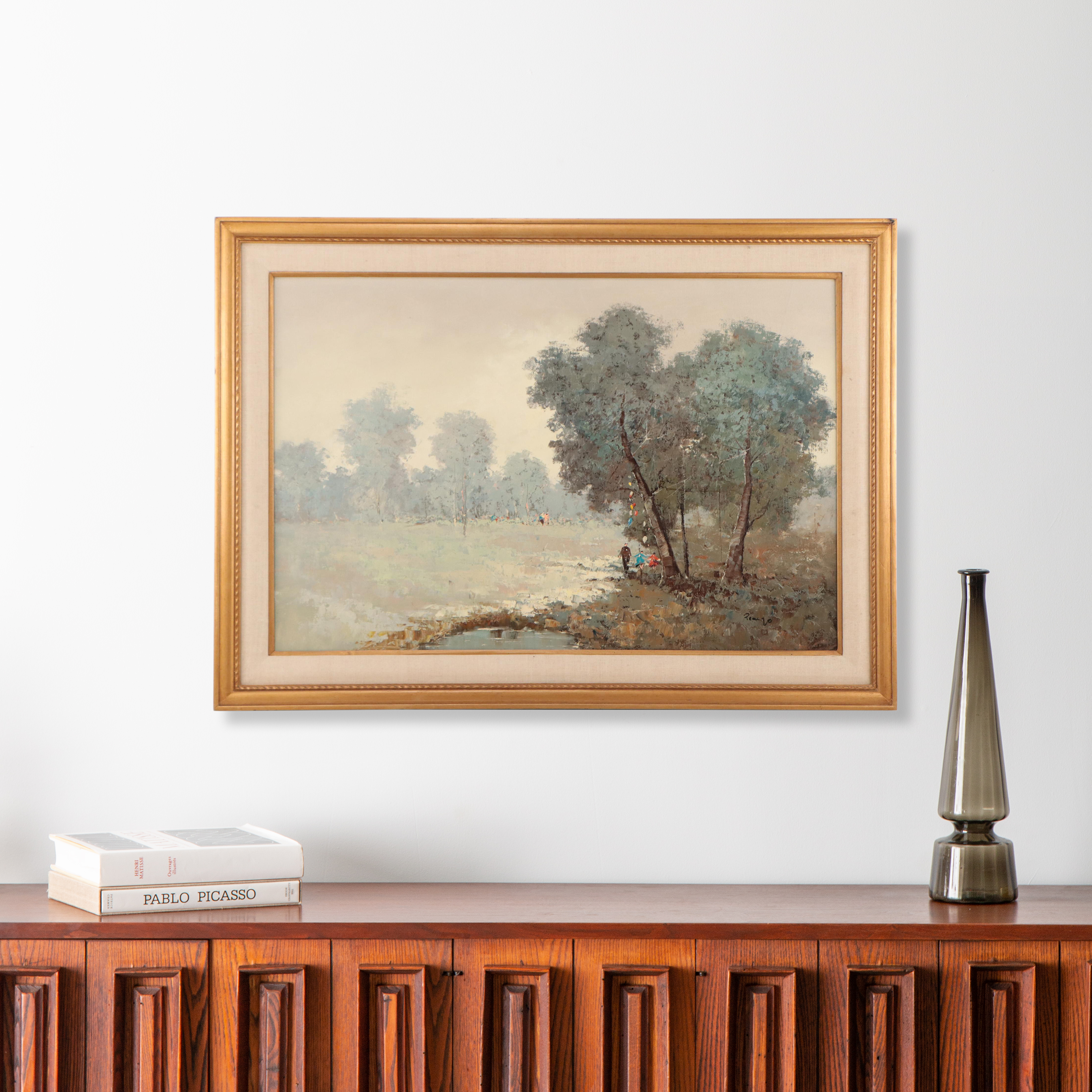 Impasto Oil Painting of Forest Landscape