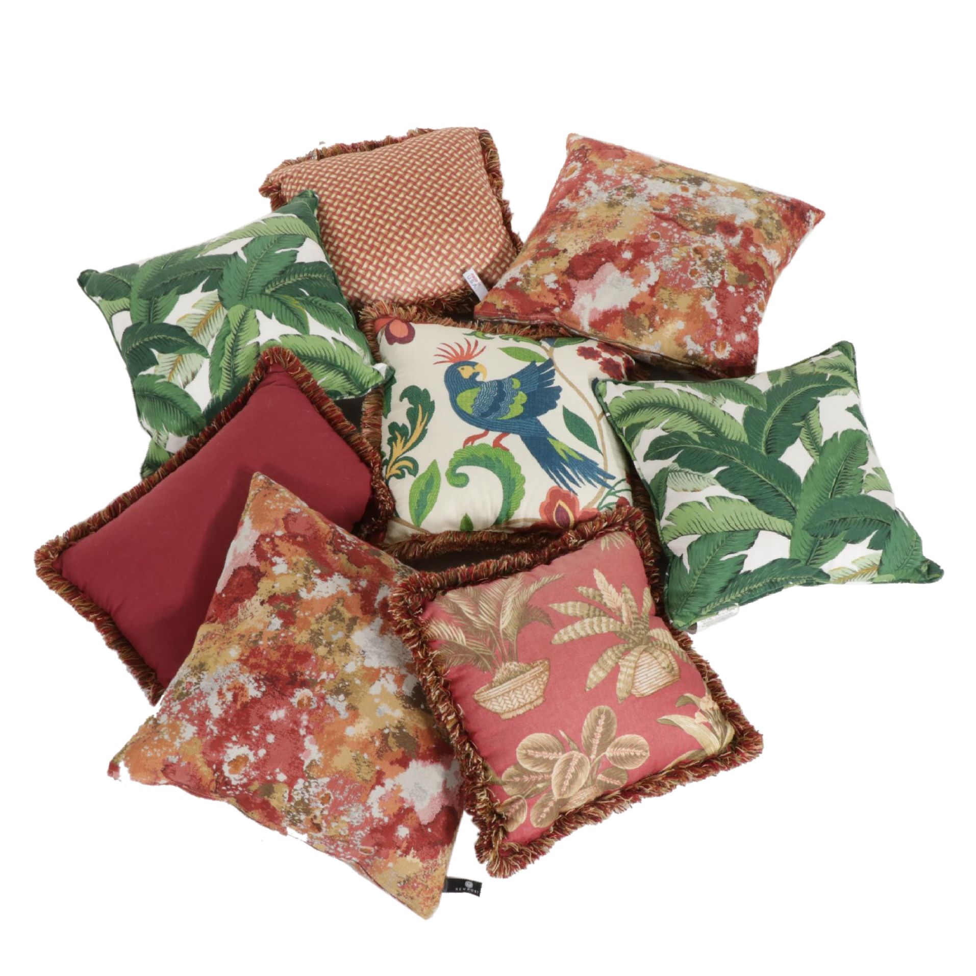 Two Newport Down-Filled Pillows with Six Other Throw Pillows