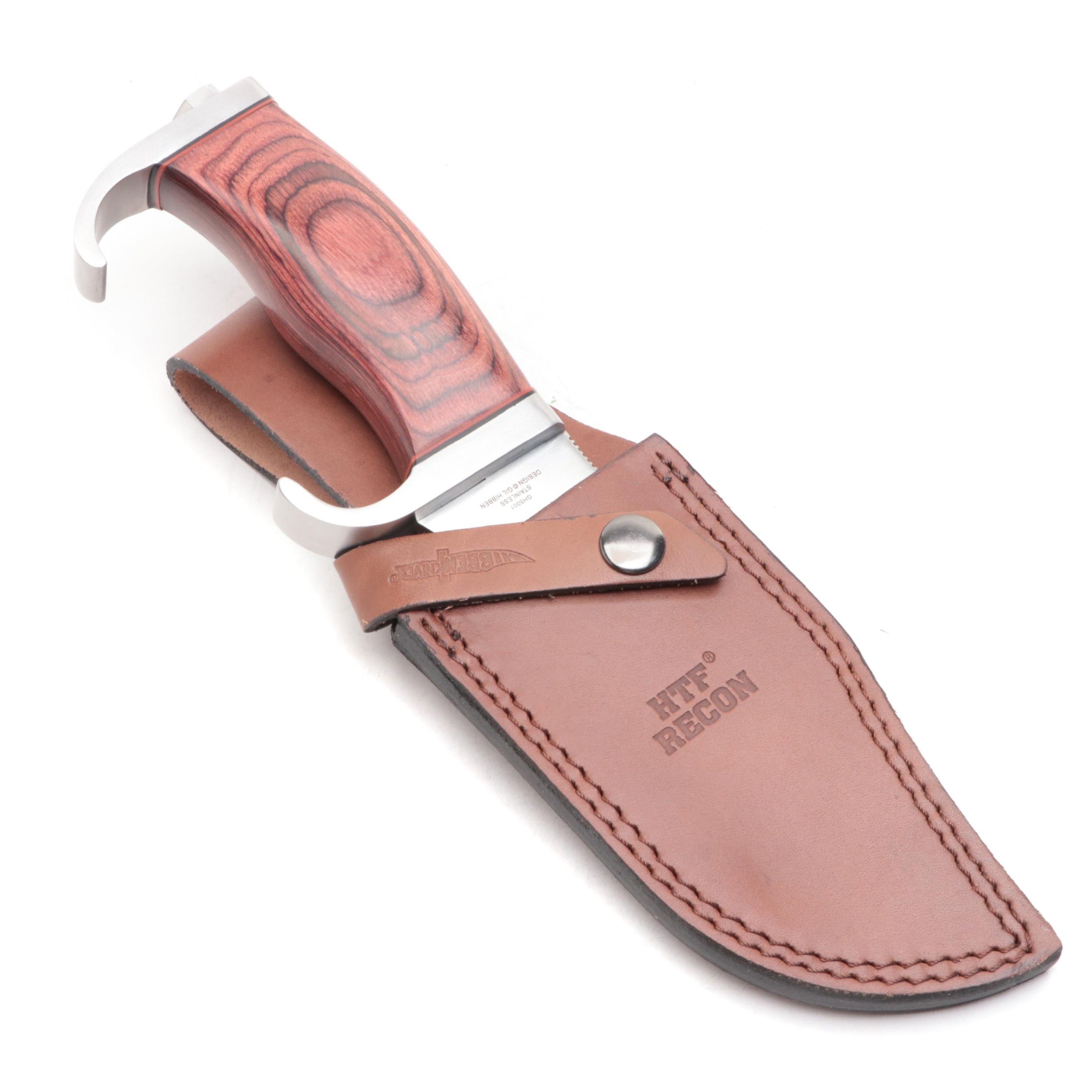 Hibben HTF Recon Stainless Steel and Wooden Handled Fixed Blade Knife