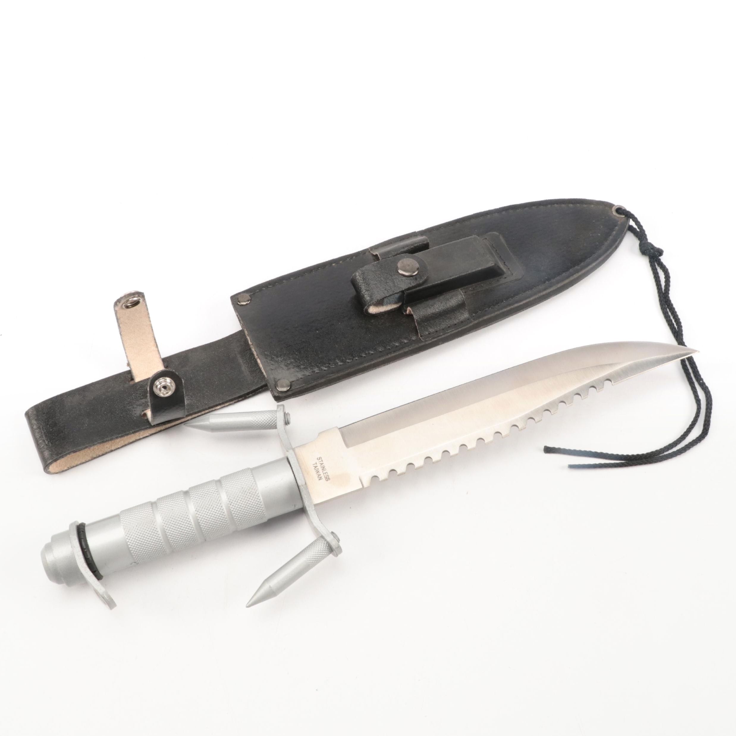 Stainless Steel Fixed Blade Hunting Knife with Leather Scabbard