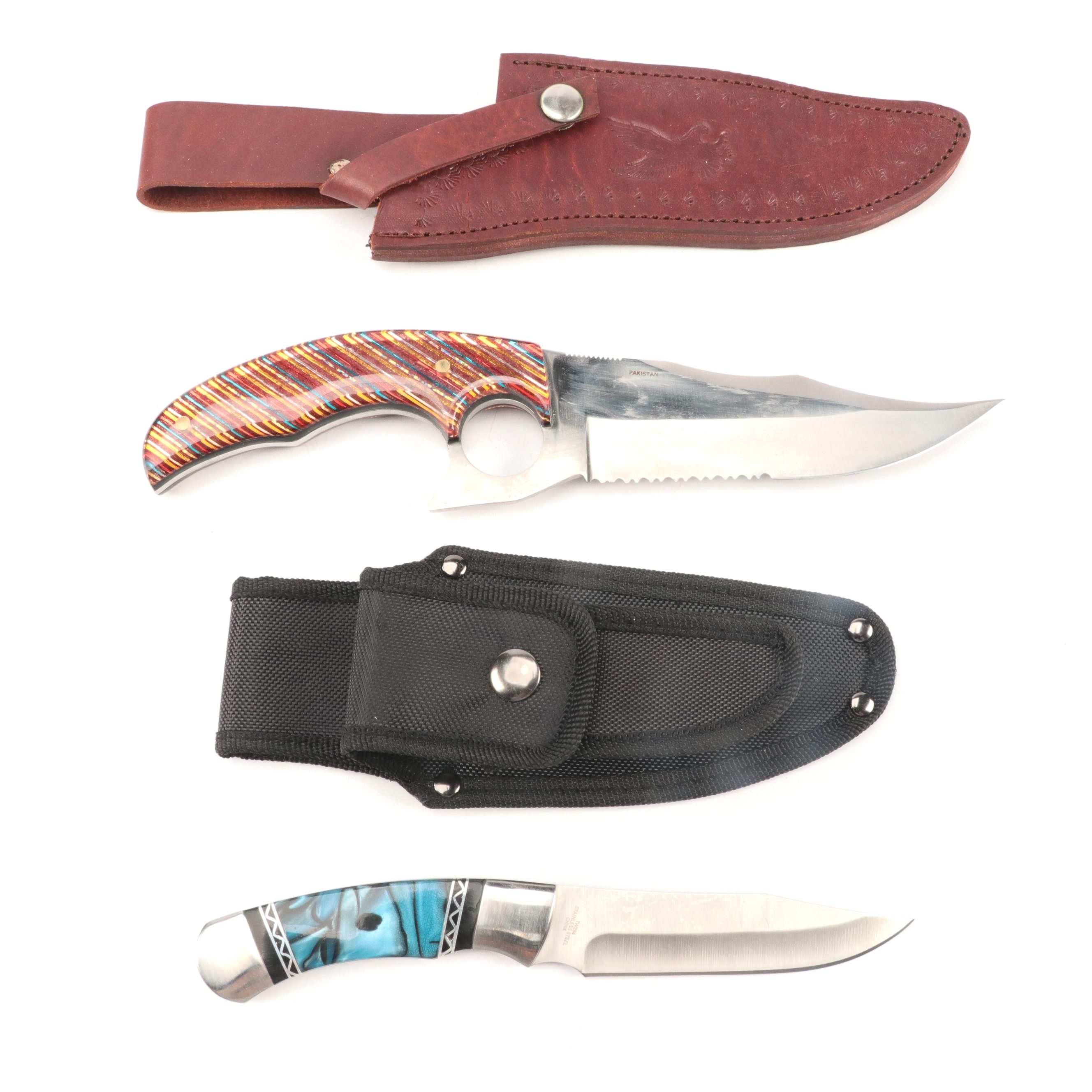 Chipaway Cutlery and Timber Wolf Fixed Blade Knives with Scabbards