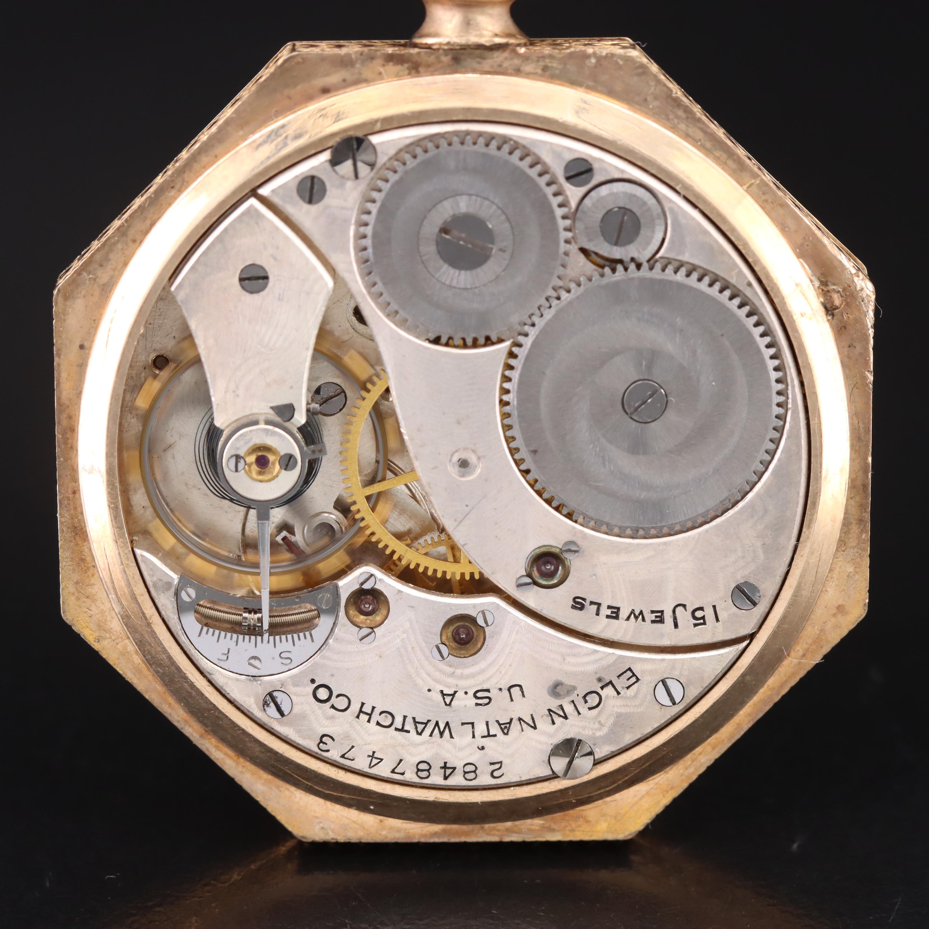 1926 Elgin Gold-Filled Octagonal Shape Pocket Watch