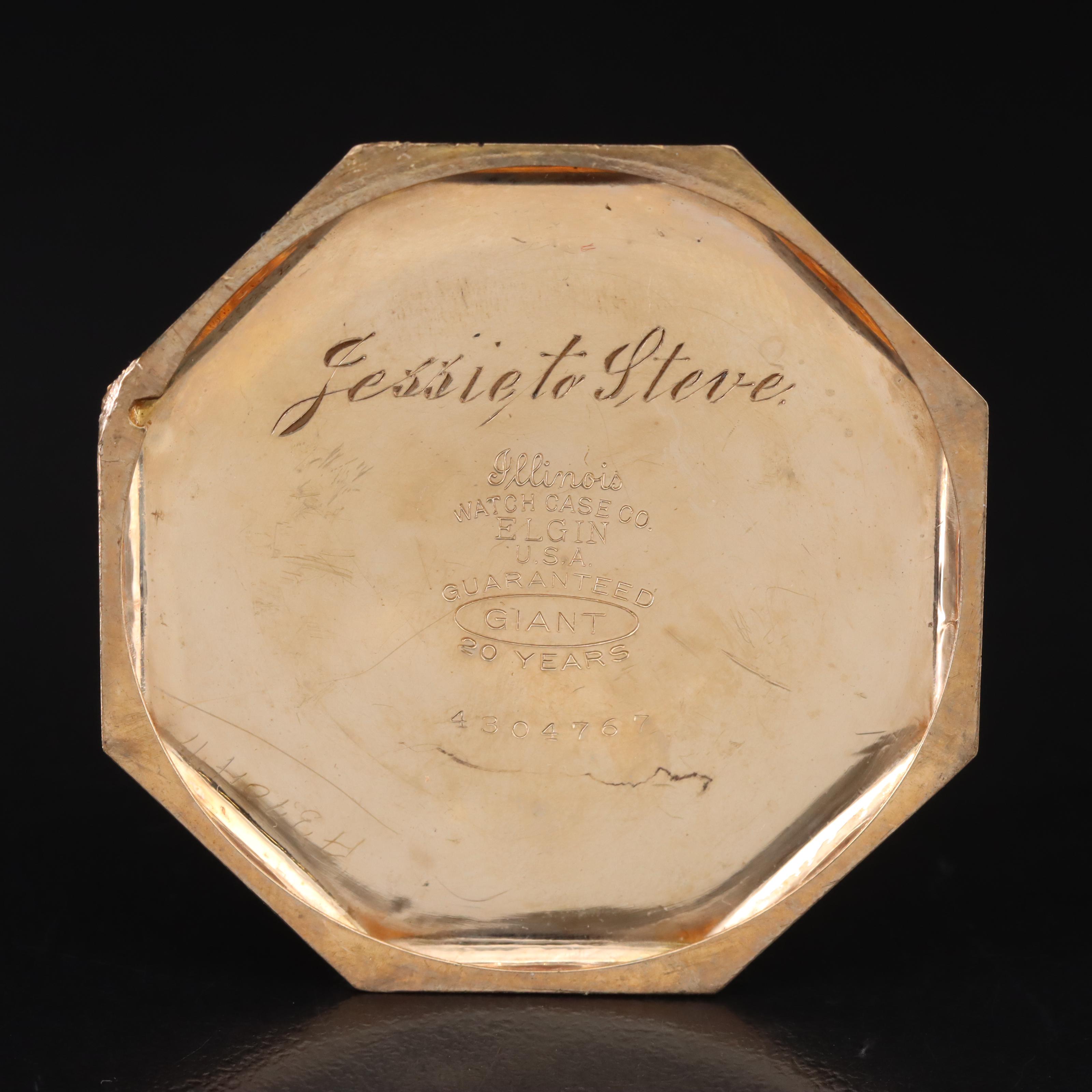 1926 Elgin Gold-Filled Octagonal Shape Pocket Watch