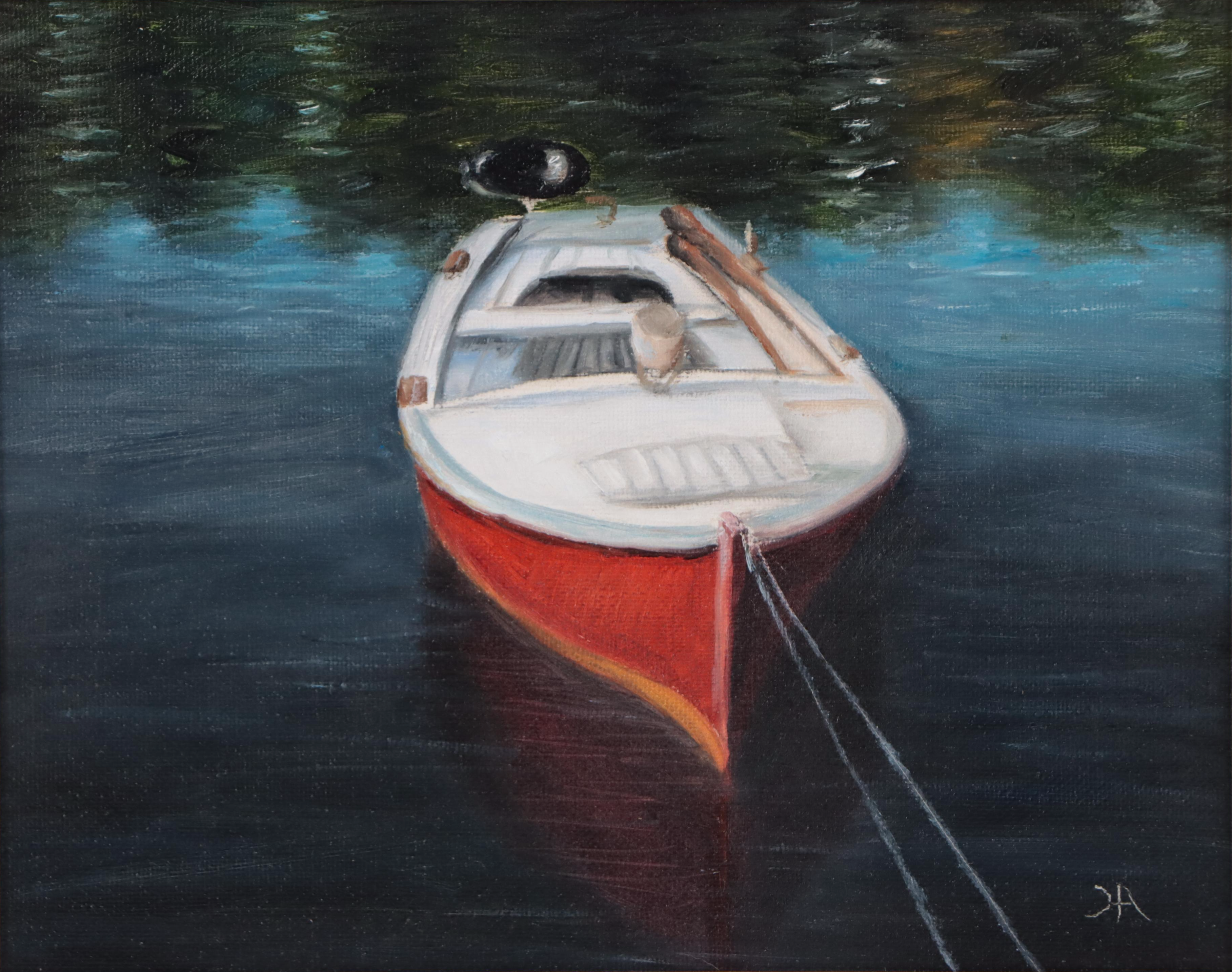 Houra H. Alghizzi Oil Painting "Red Boat," 2023