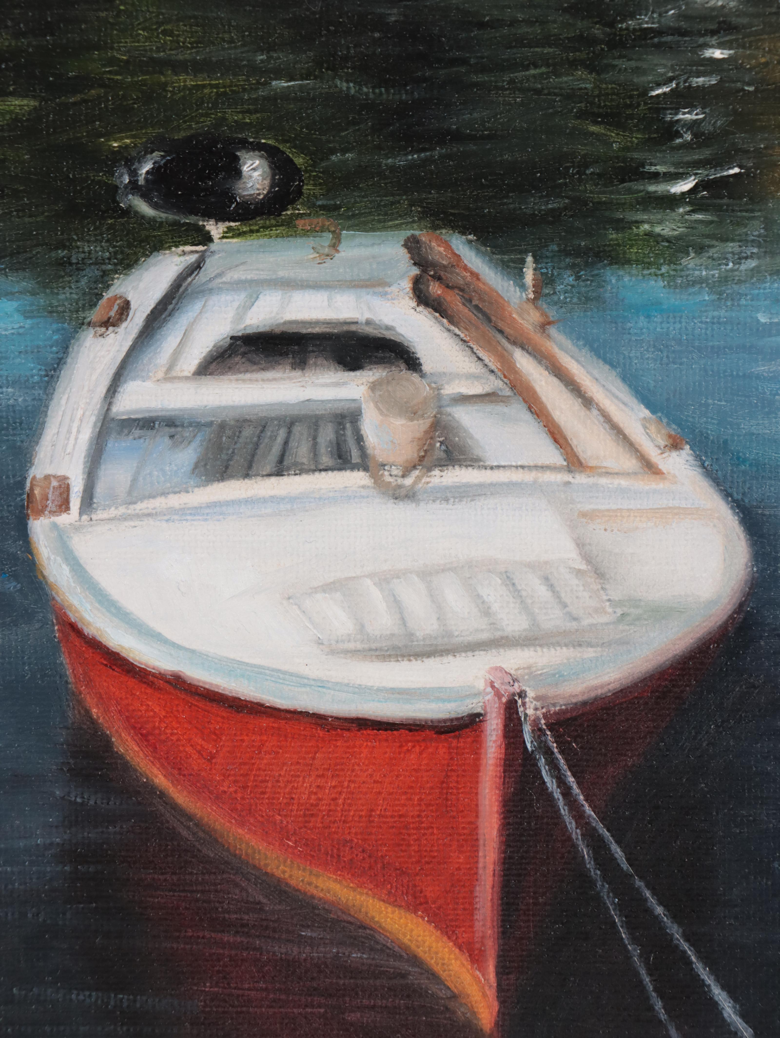 Houra H. Alghizzi Oil Painting "Red Boat," 2023