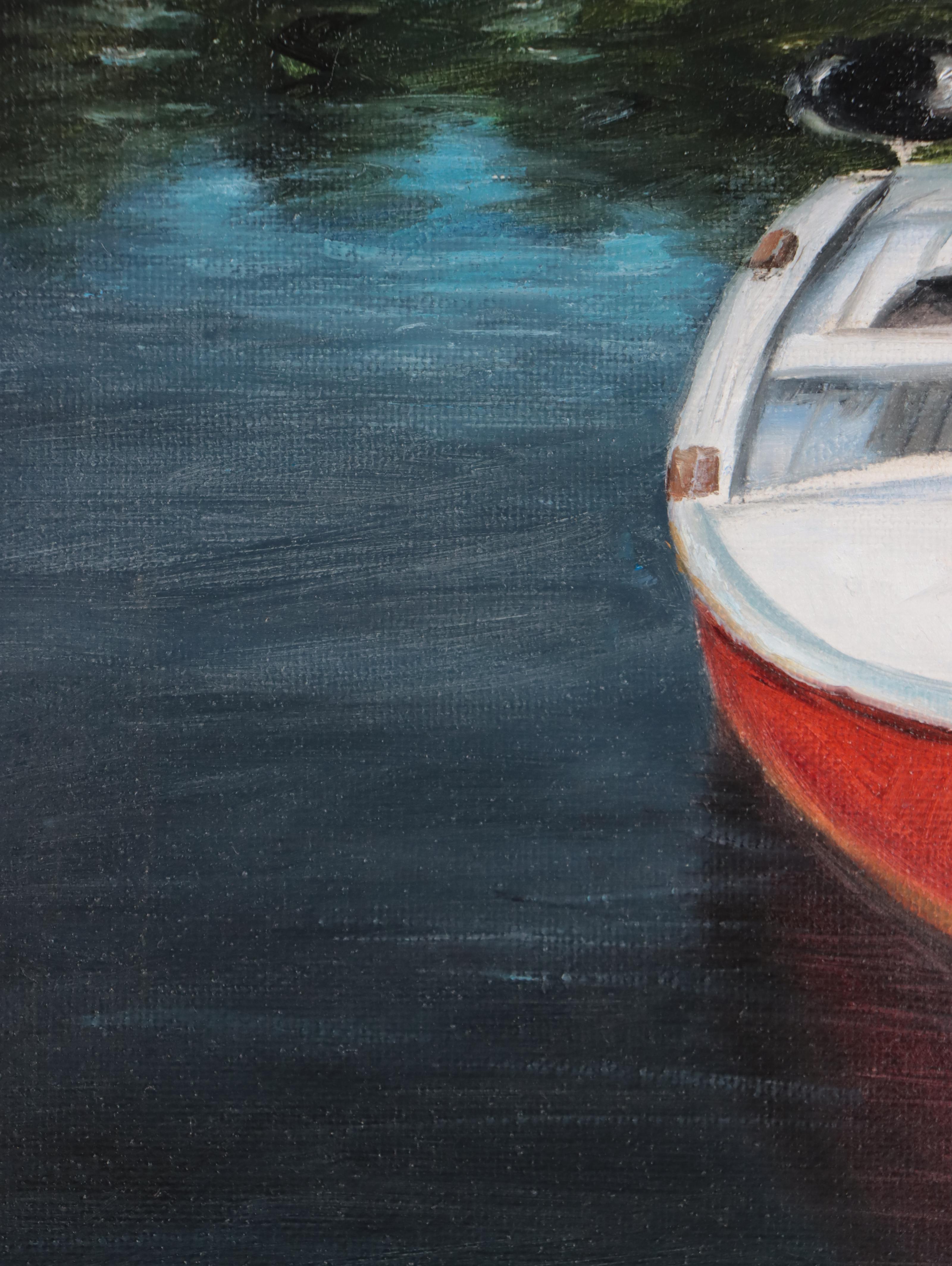 Houra H. Alghizzi Oil Painting "Red Boat," 2023