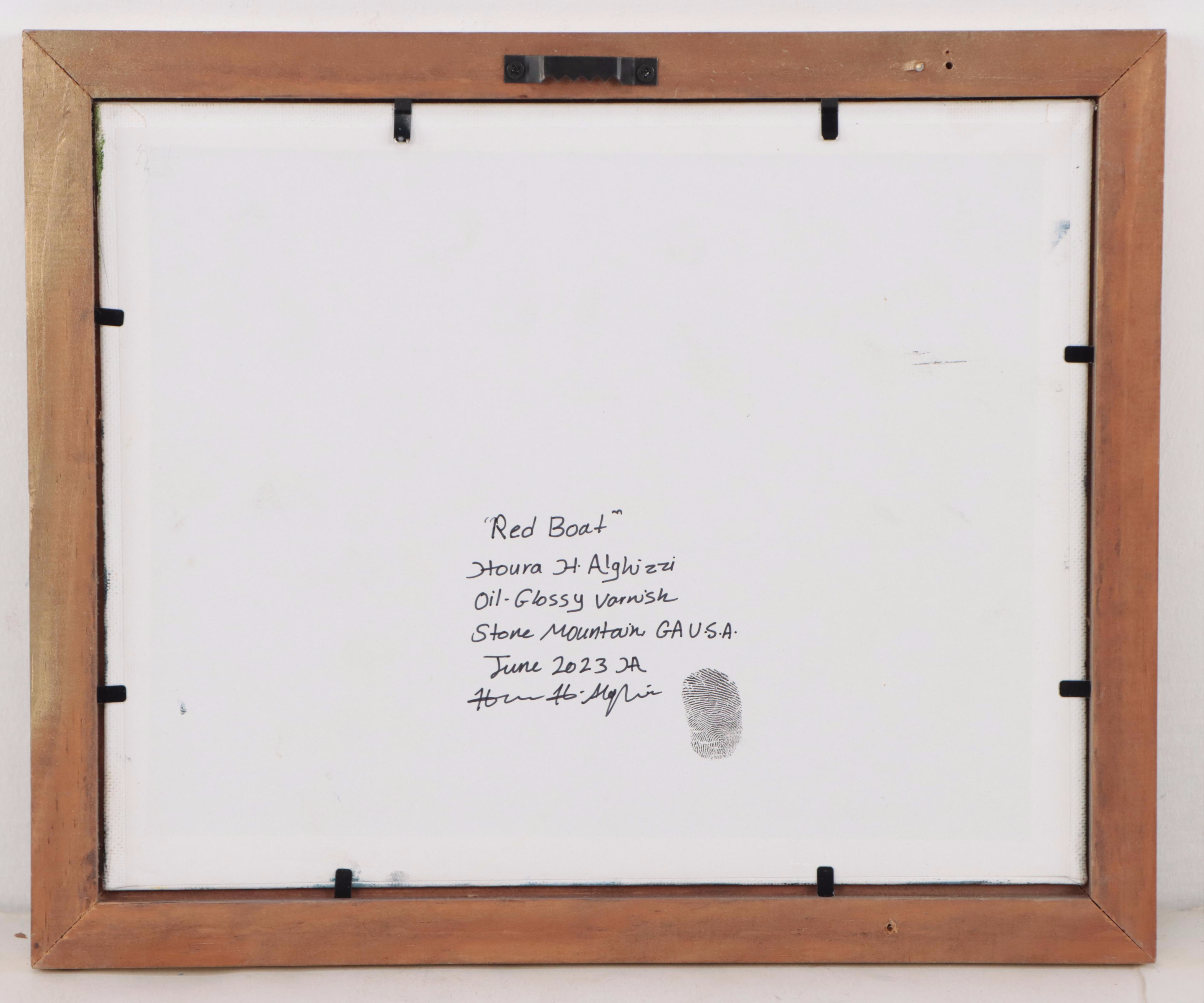 Houra H. Alghizzi Oil Painting "Red Boat," 2023