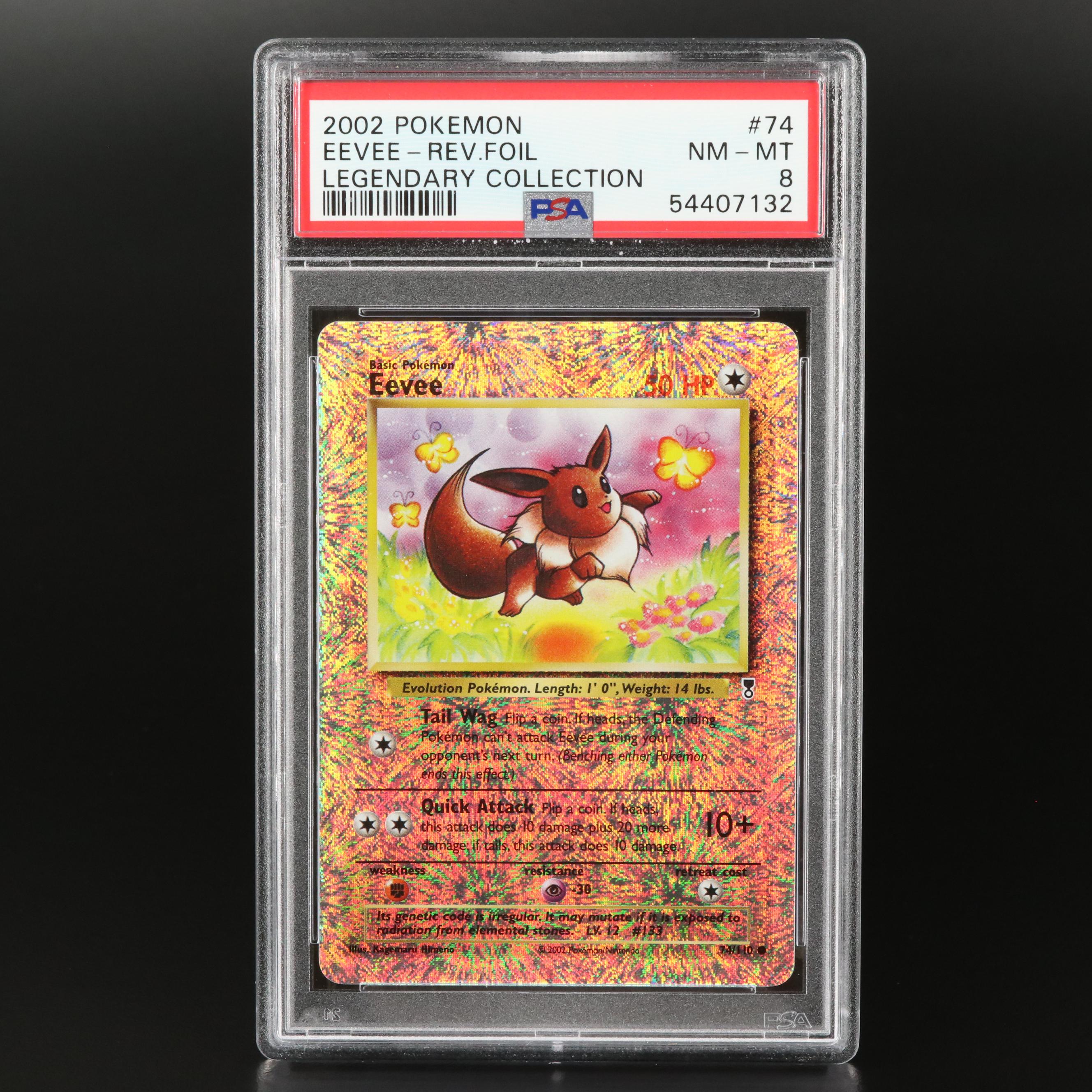 2002 Pokemon Eevee - Rev. Foil Legendary Collection #74 PSA Graded NM-MT 8