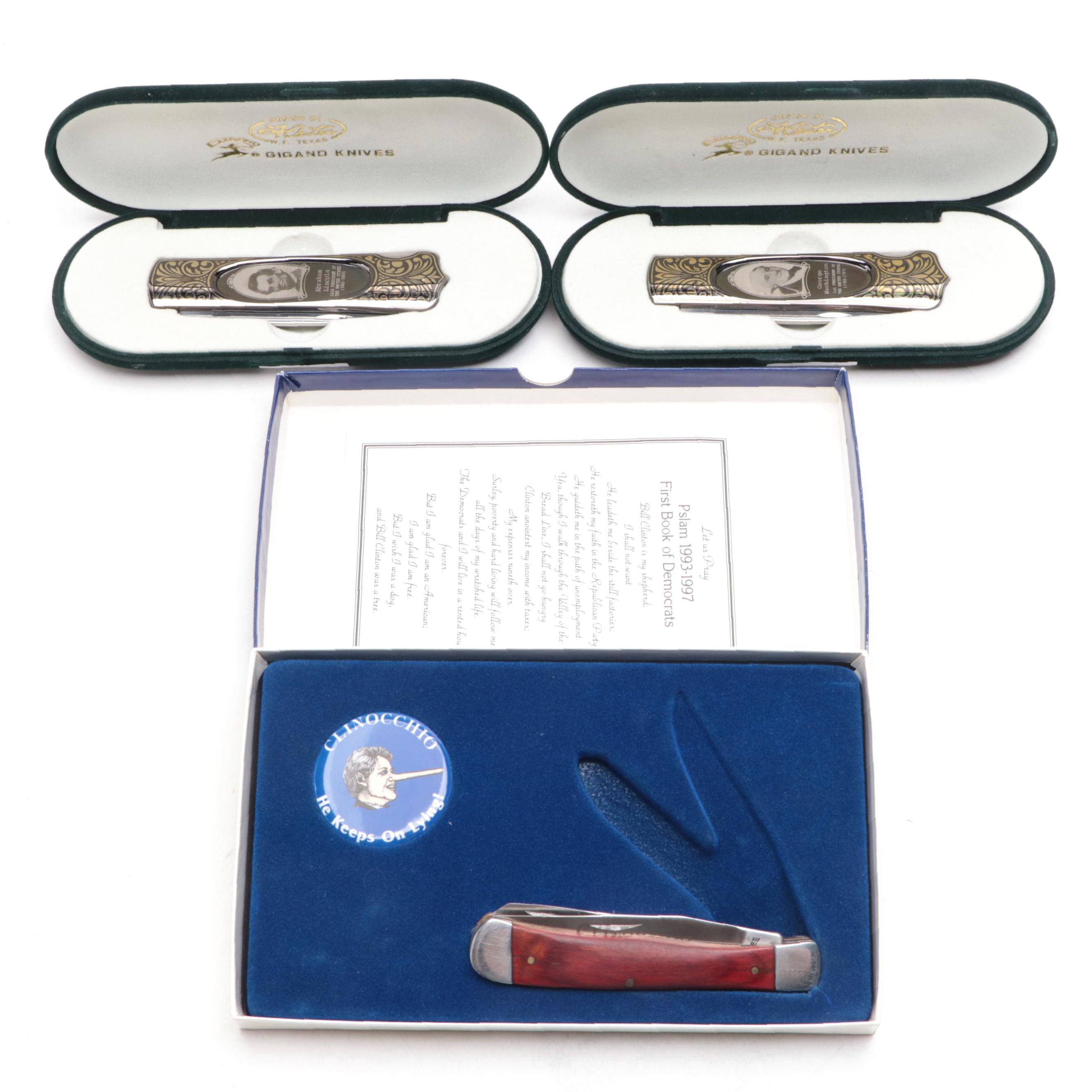Gigand George Washington, Abraham Lincoln and Other Folding Knife