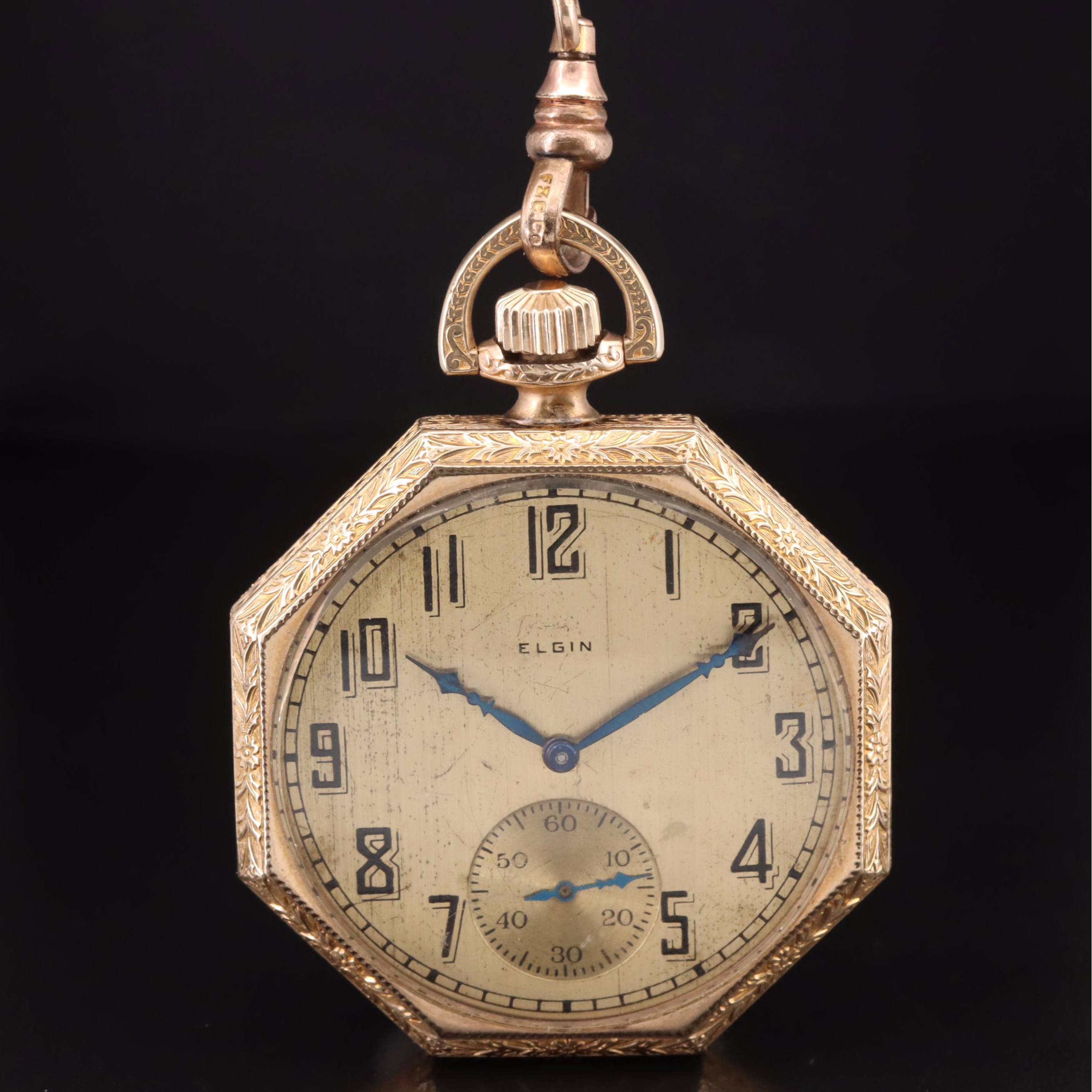 1926 Elgin Gold-Filled Octagonal Shape Pocket Watch