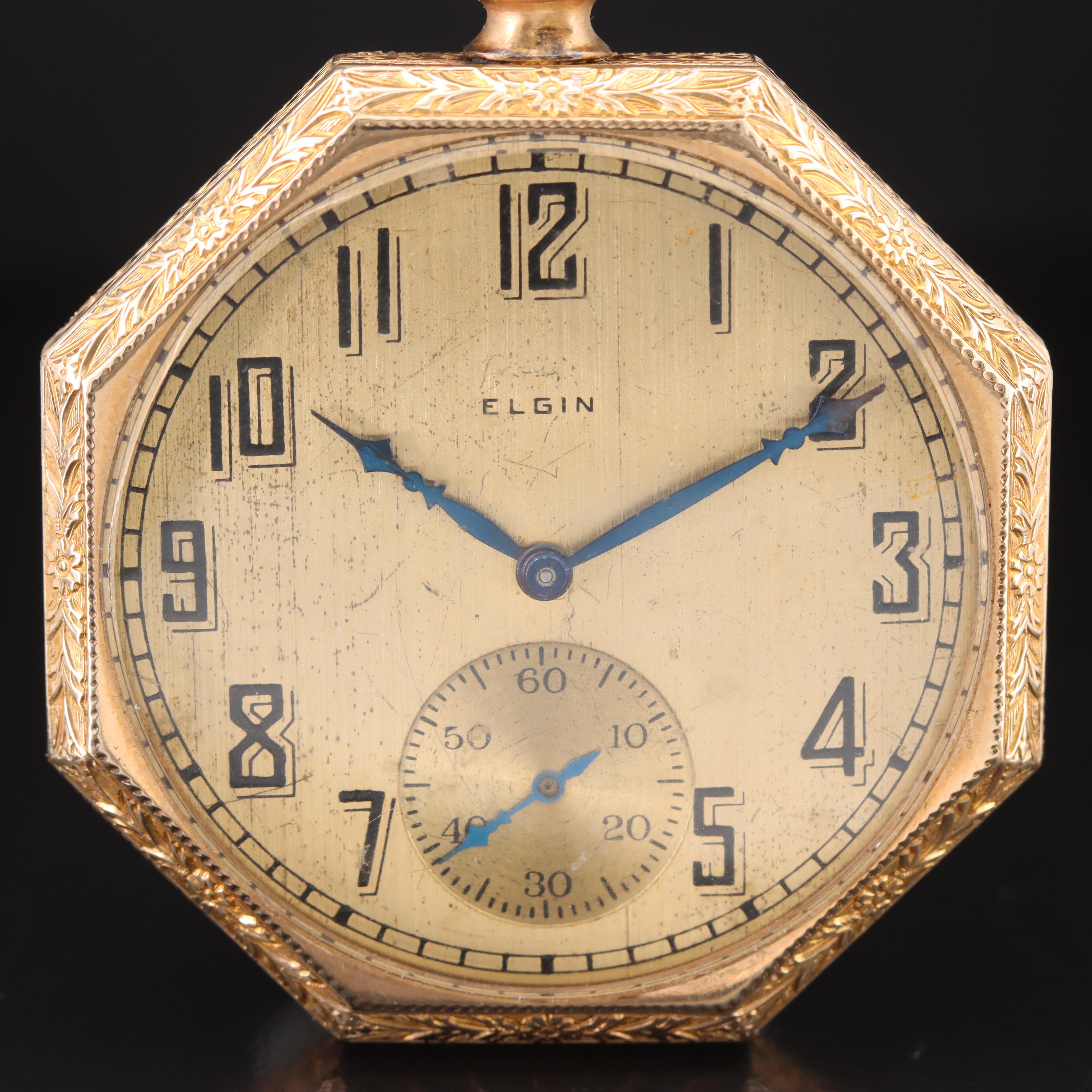 1926 Elgin Gold-Filled Octagonal Shape Pocket Watch