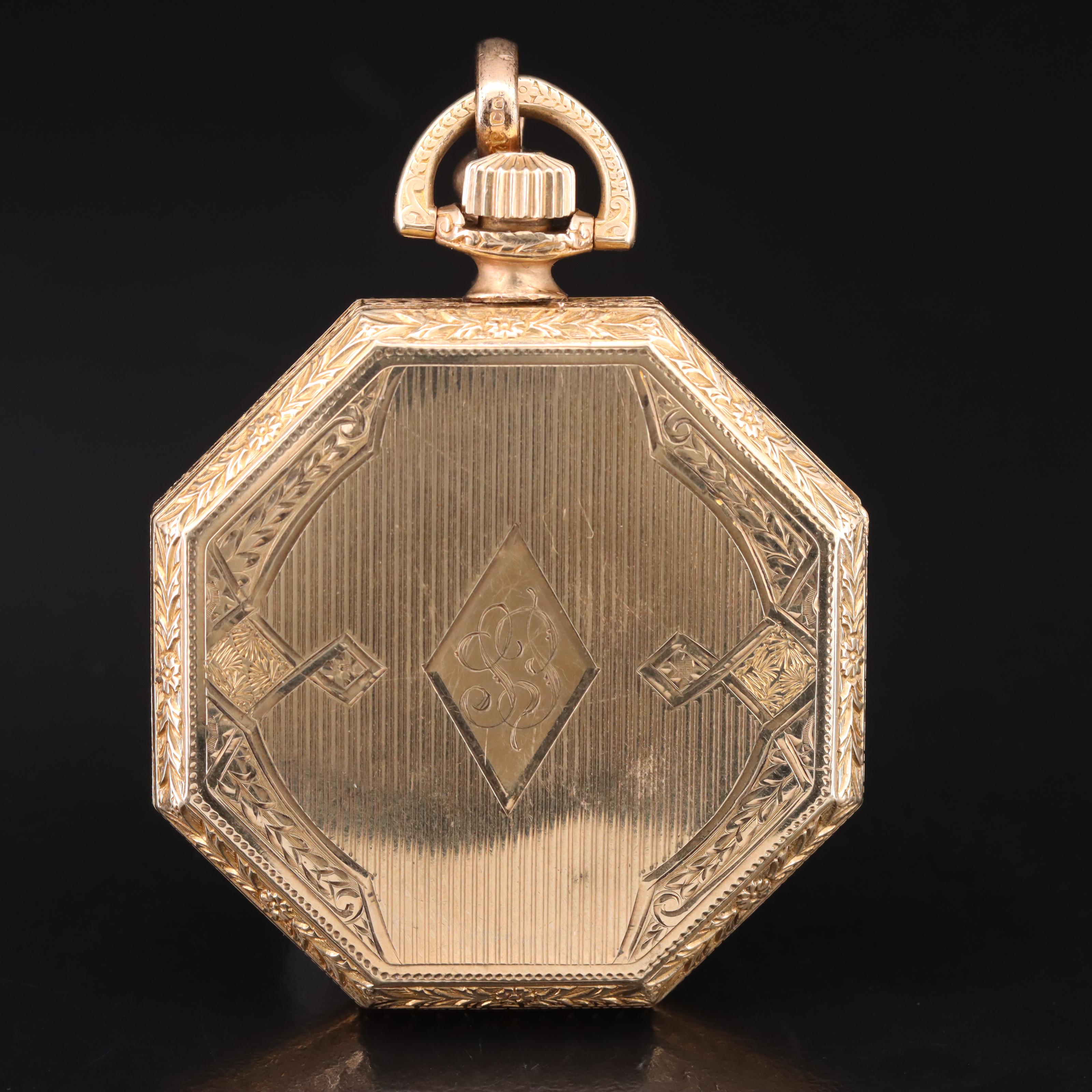 1926 Elgin Gold-Filled Octagonal Shape Pocket Watch