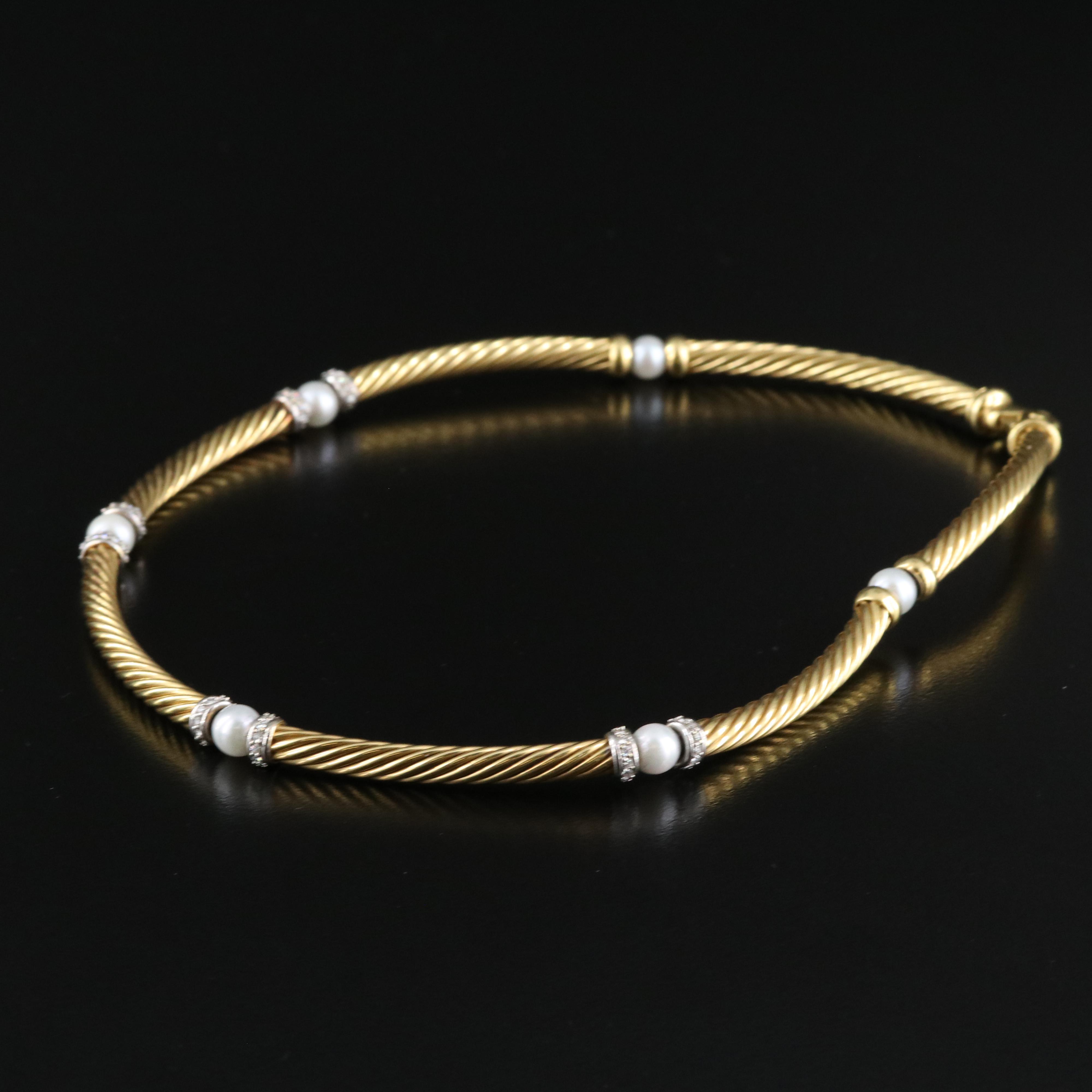 David Yurman Hampton Pearl and Diamond Necklace