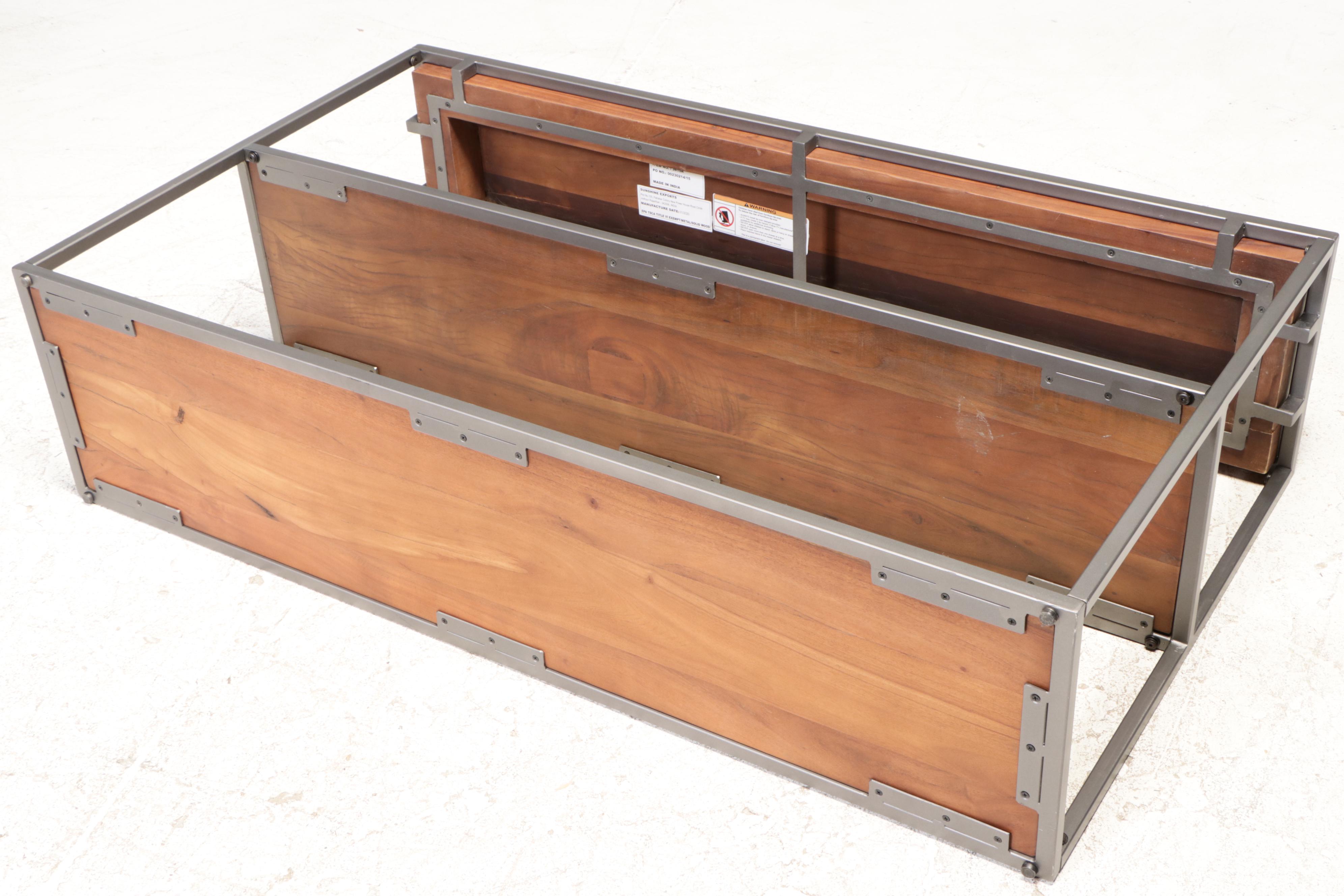 Modernist Style Wood and Metal Three-Tier Console Bookcase