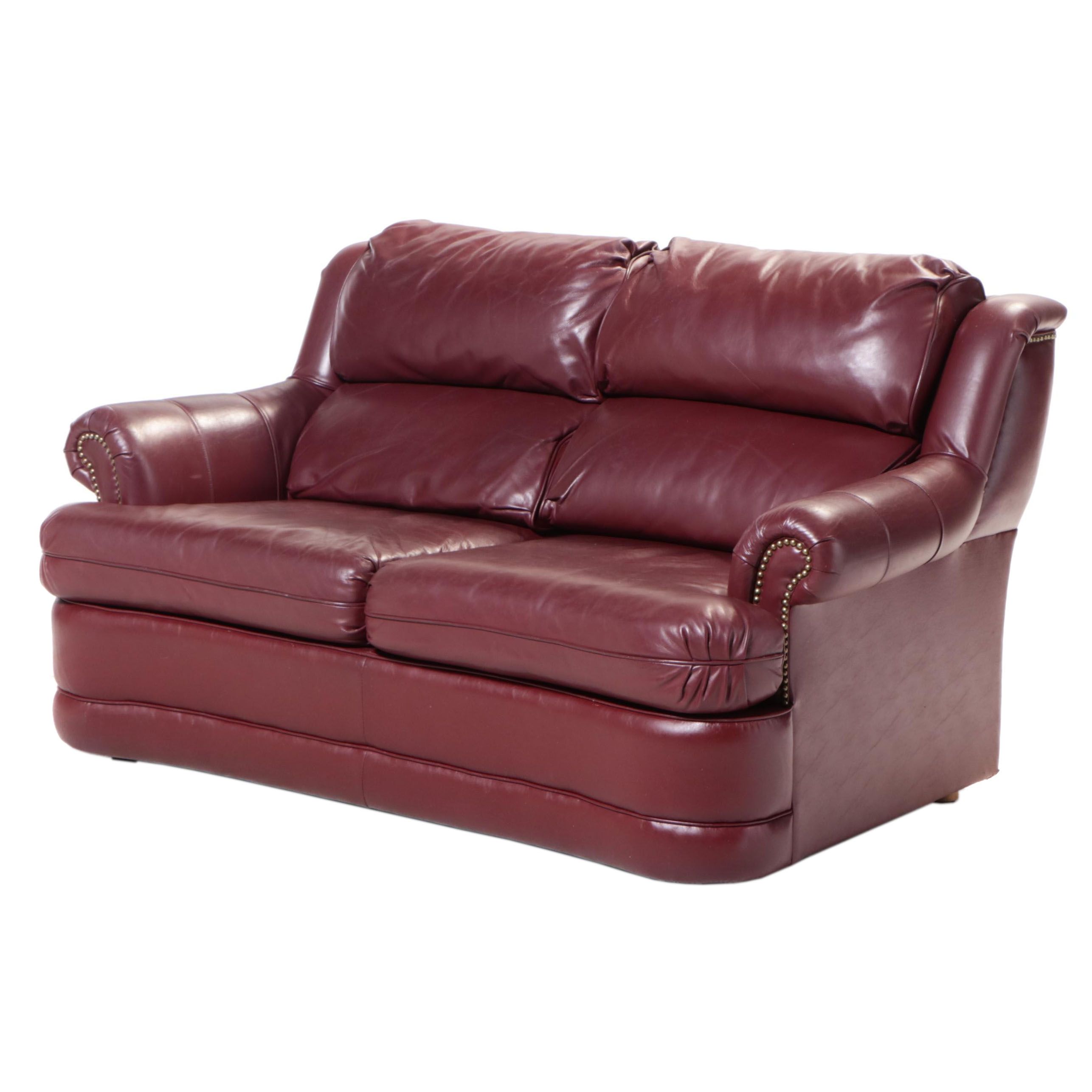 La-Z-Boy "American Home Collection" Leather-Touch Loveseat with Nailheads