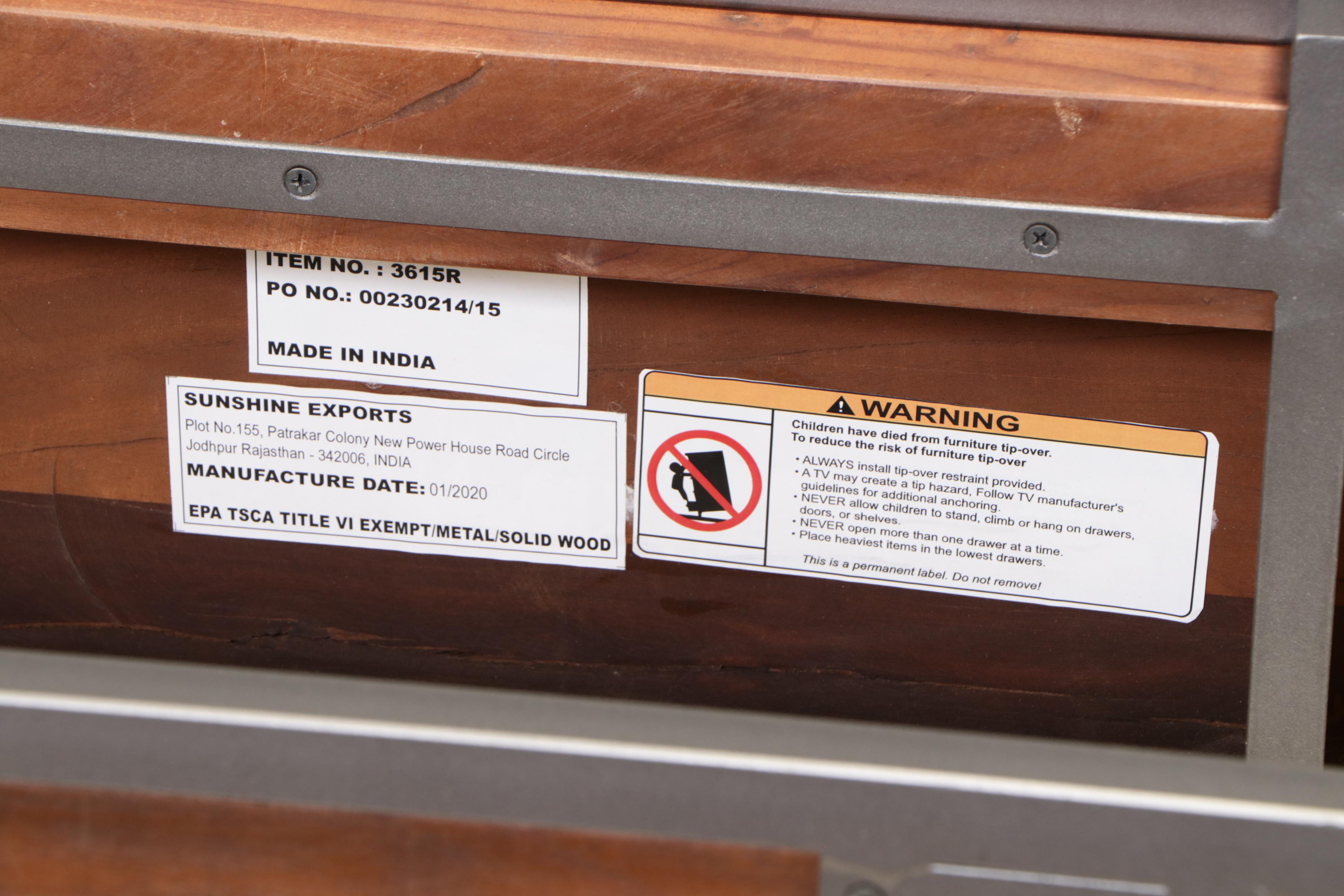 Modernist Style Wood and Metal Three-Tier Console Bookcase