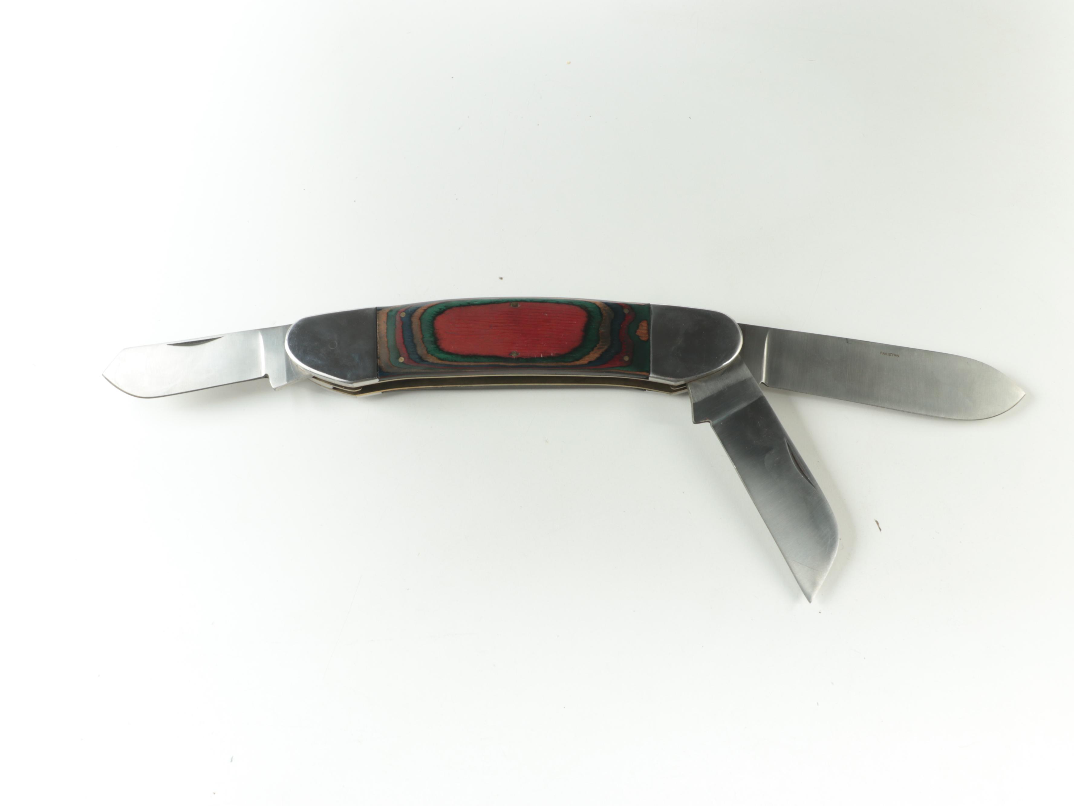 White Tail Cutlery Wooden Handled and Stainless Steel Large Folding Knife