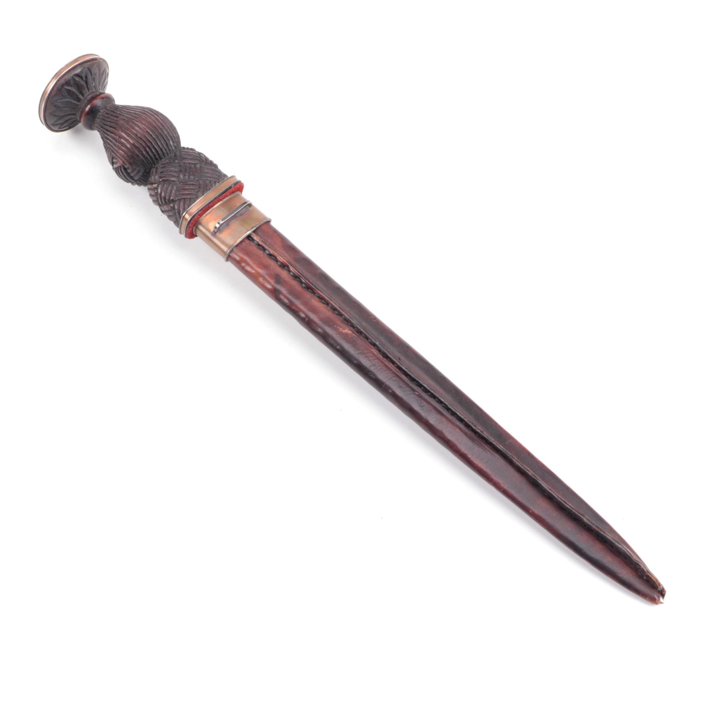 Scottish Dirk Style Dagger with Leather Sheath