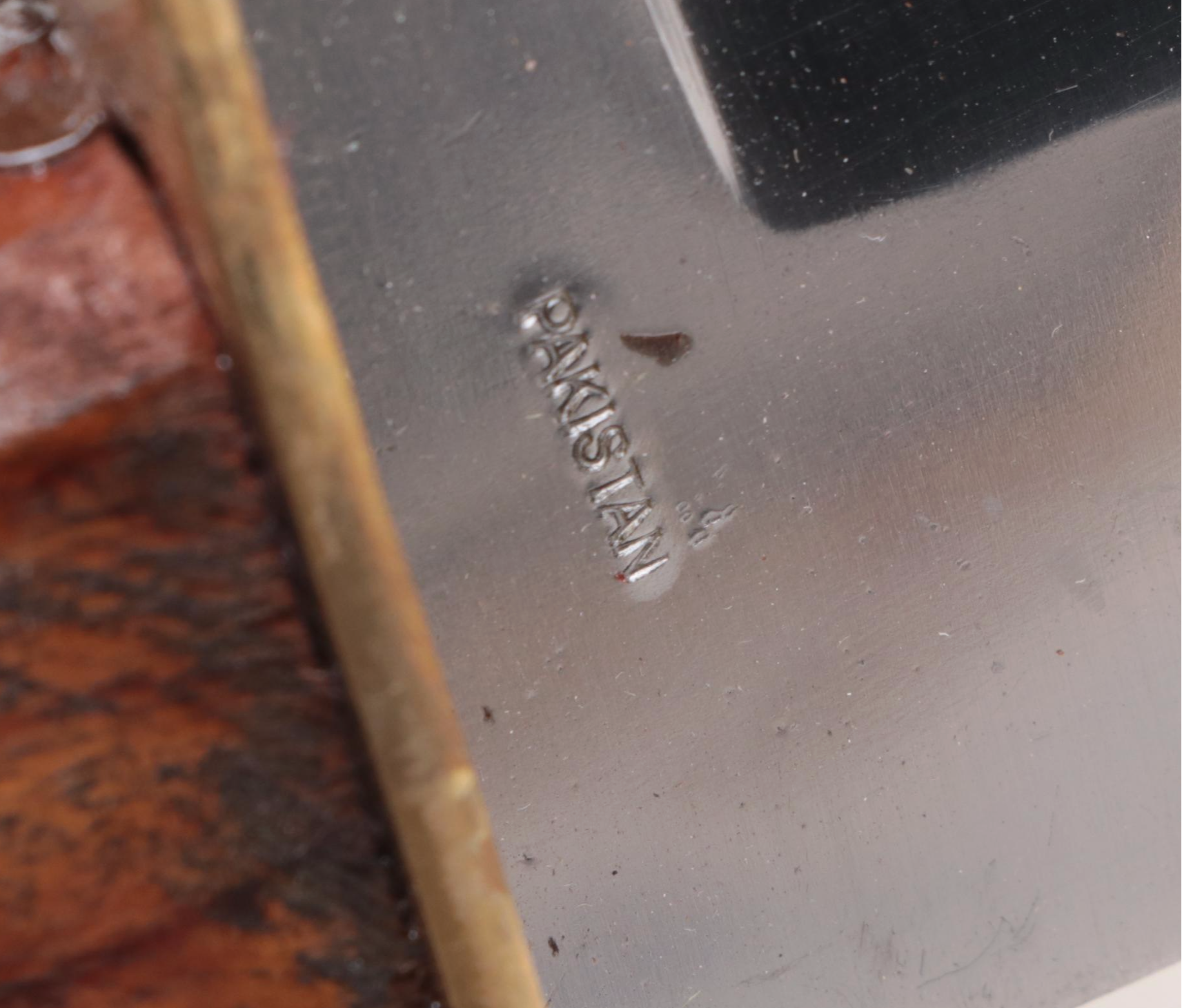 Stainless Steel and Wooden Handled Bowie Knife with Leather Scabbard