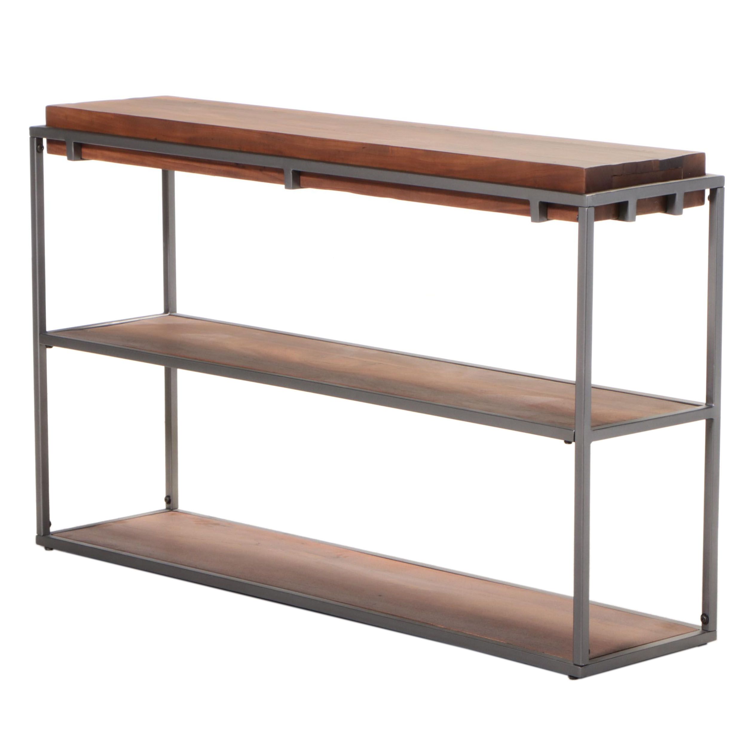 Modernist Style Wood and Metal Three-Tier Console Bookcase