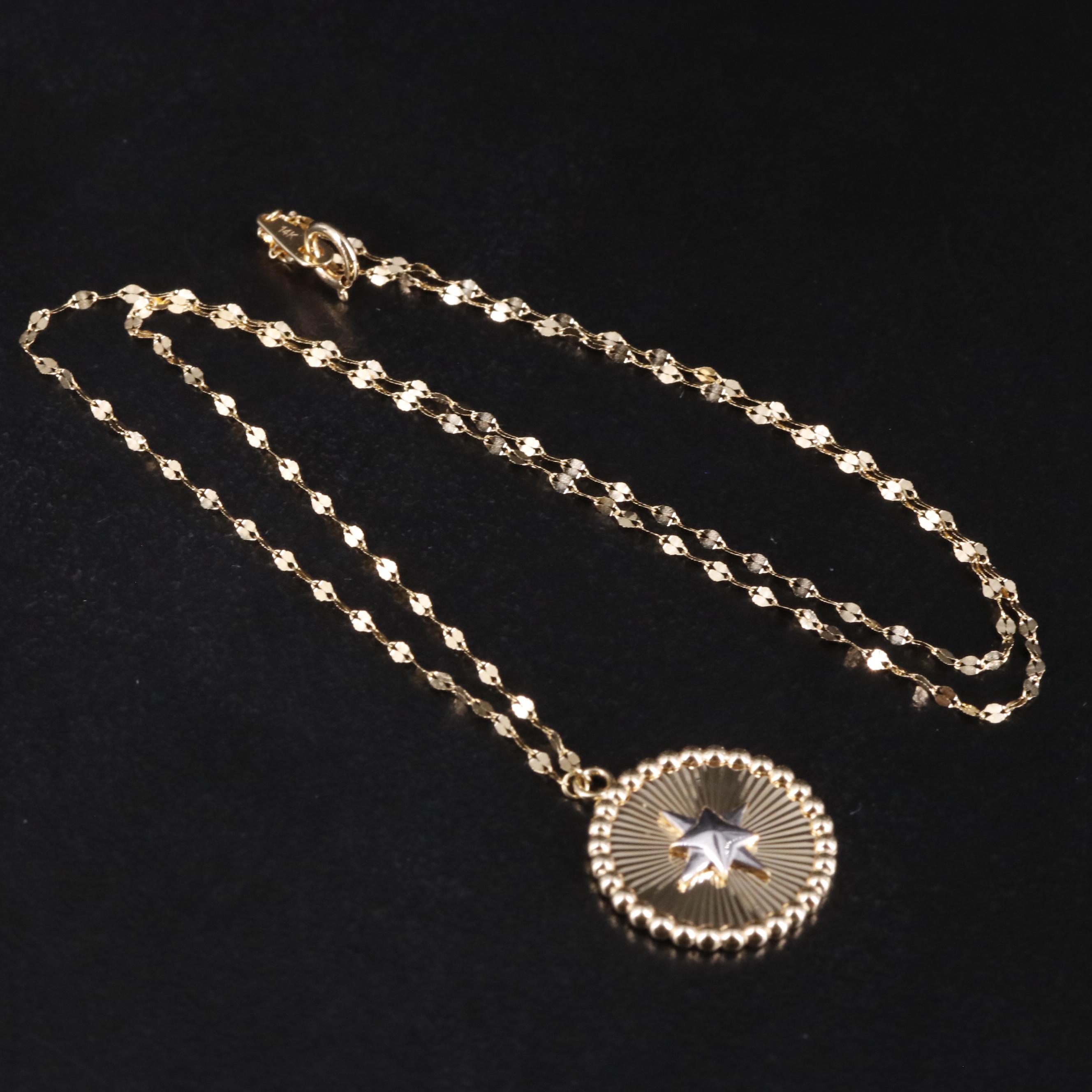14K Two-Tone Star Necklace