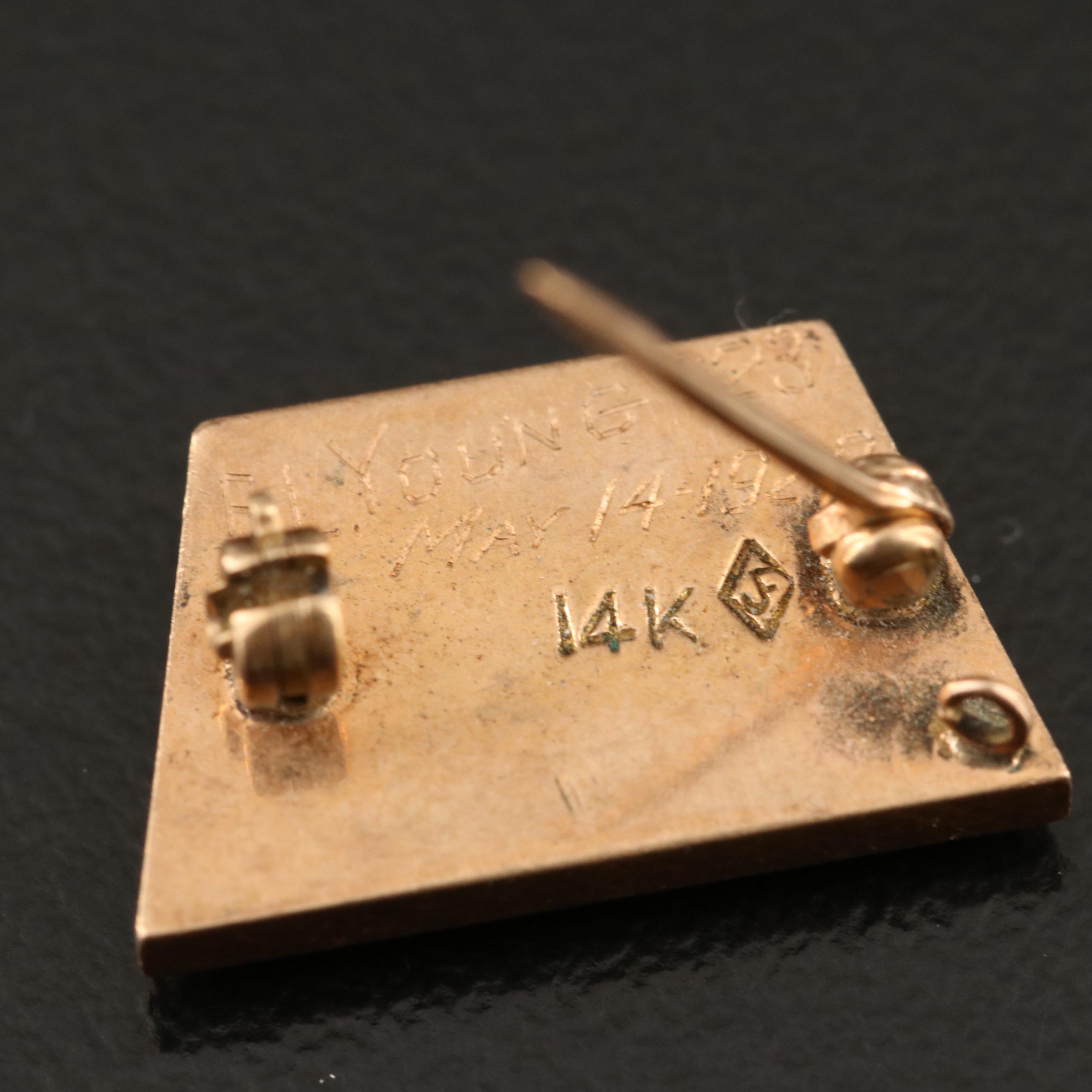 Vintage 14K Seed Pearl "AE" Pin with Eagle Fraternity Pin