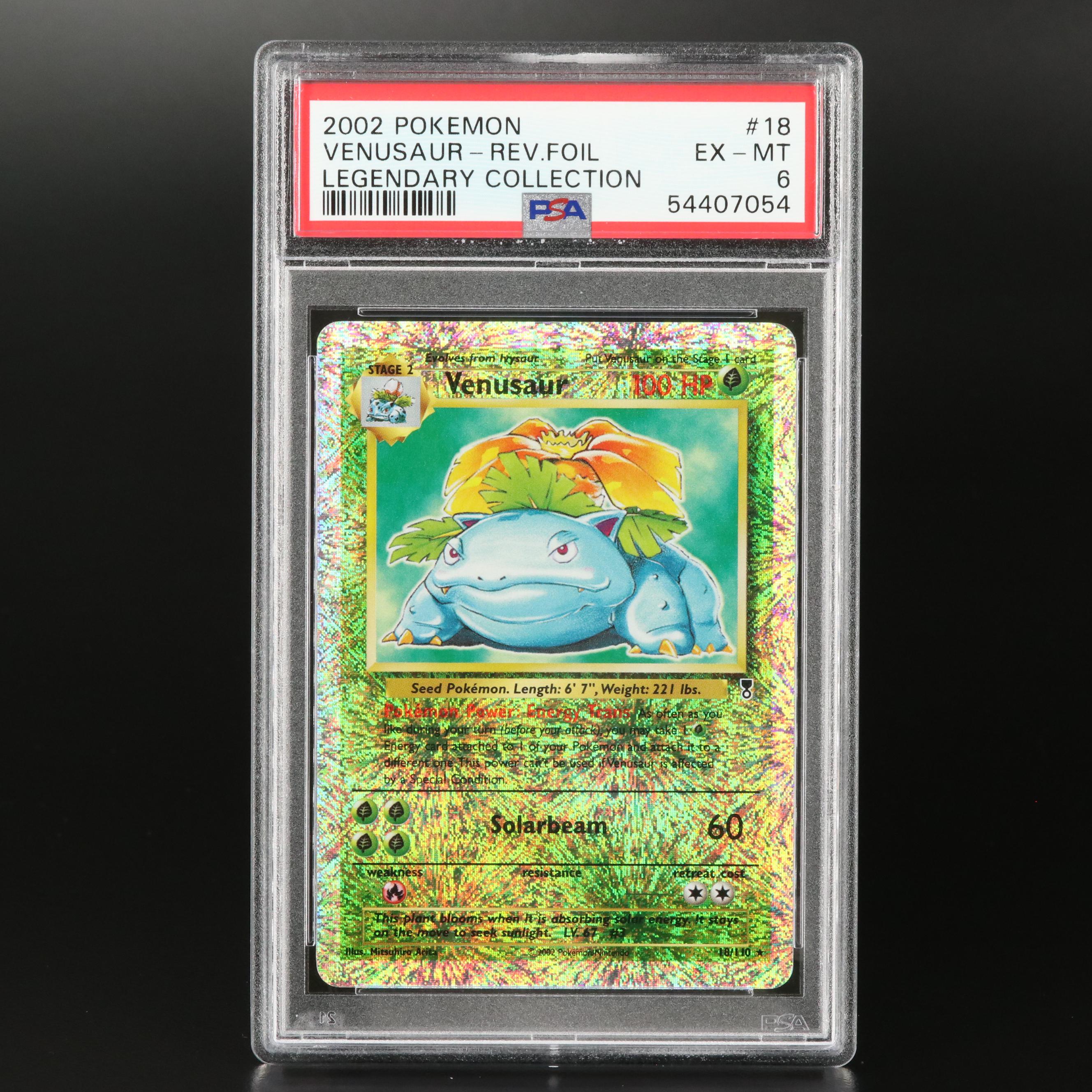2002 Pokemon Venusaur Rev. Foil Legendary Collection #18 Graded PSA EX-MT 6