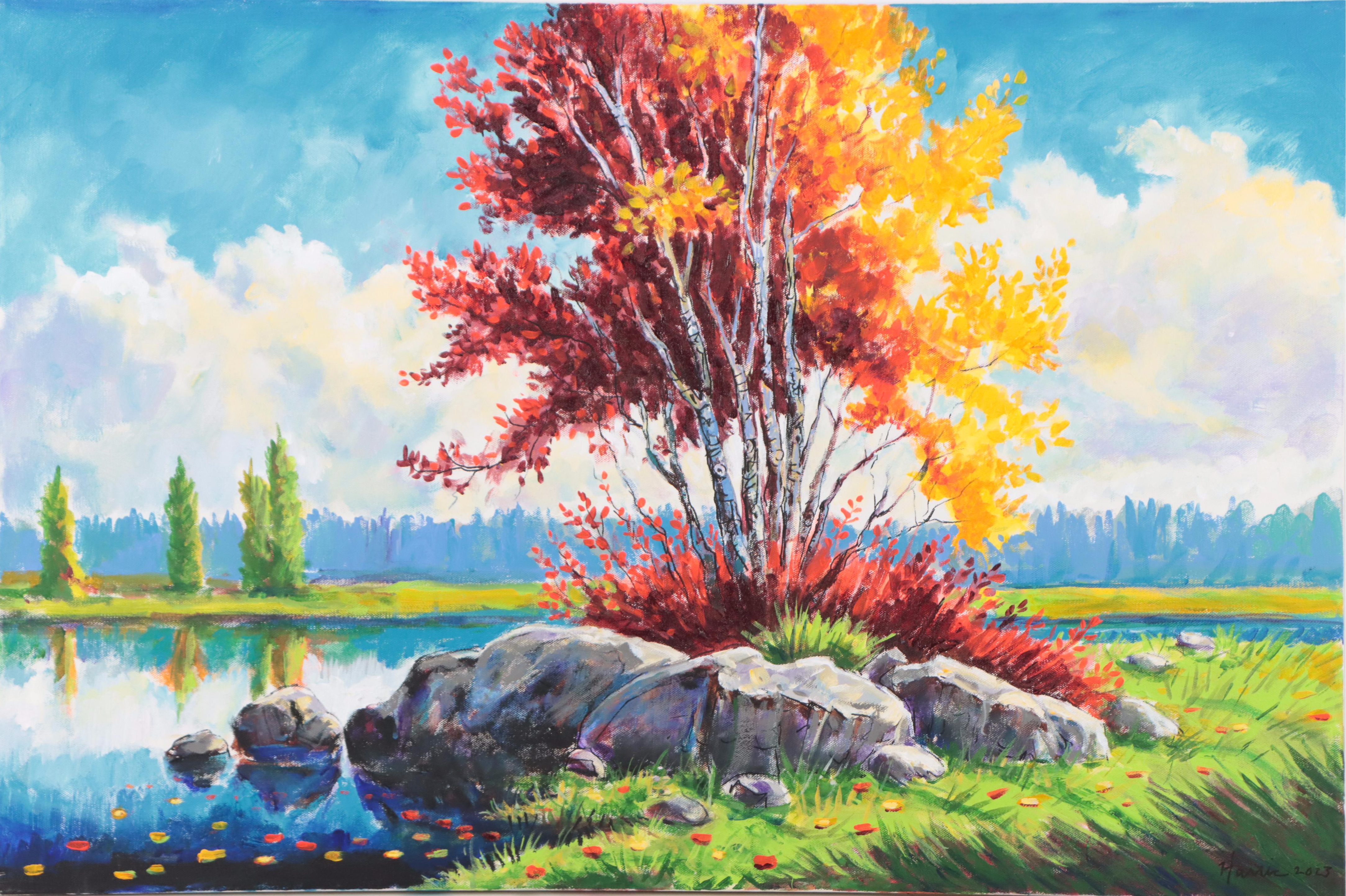 Frank Harris Landscape Acrylic Painting, 2023