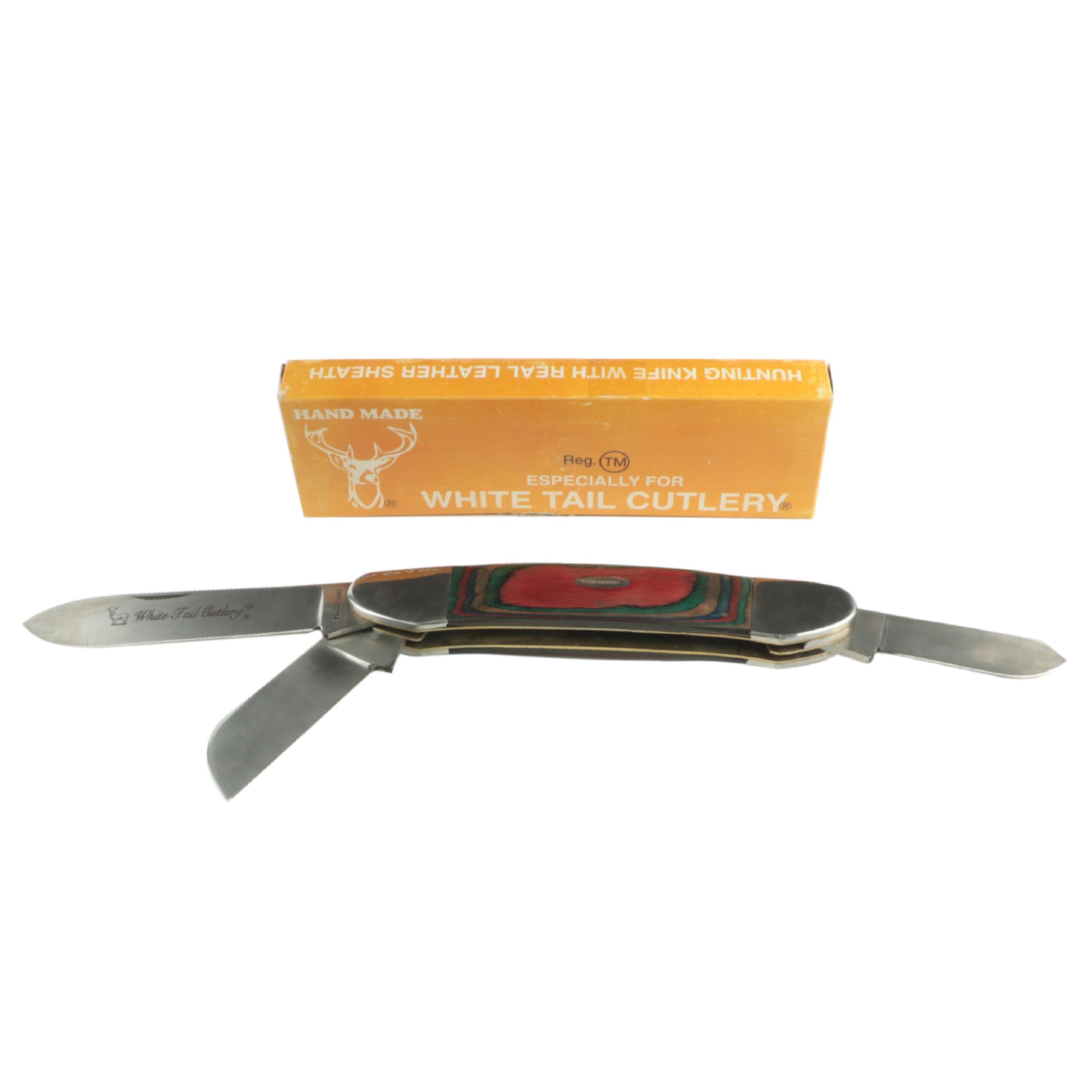 White Tail Cutlery Wooden Handled and Stainless Steel Large Folding Knife