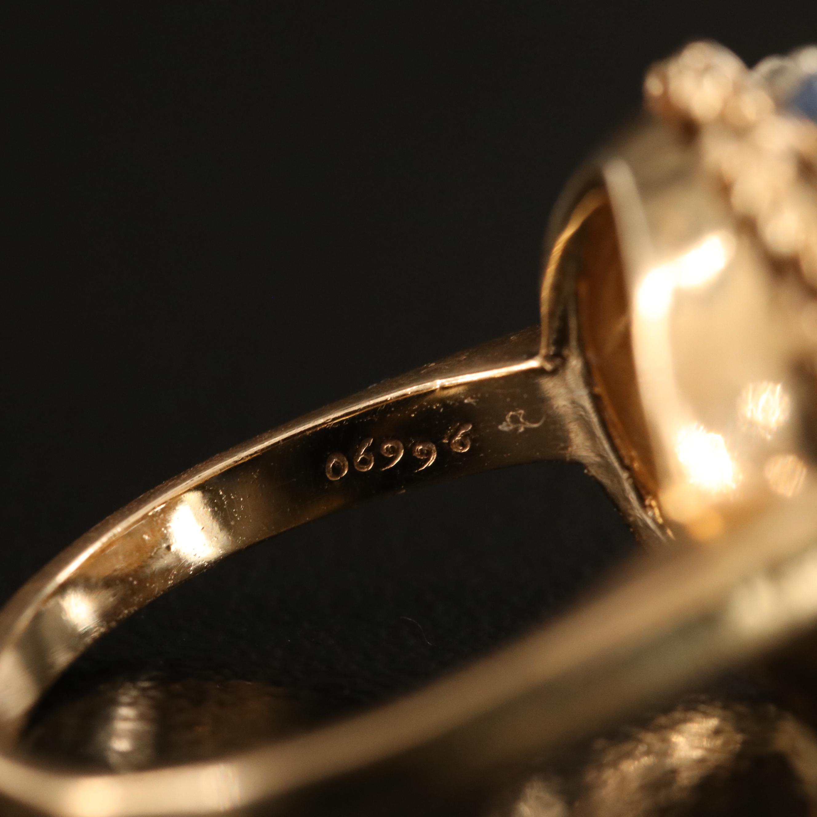14K Pearl and Sapphire Ring with Rope Edge