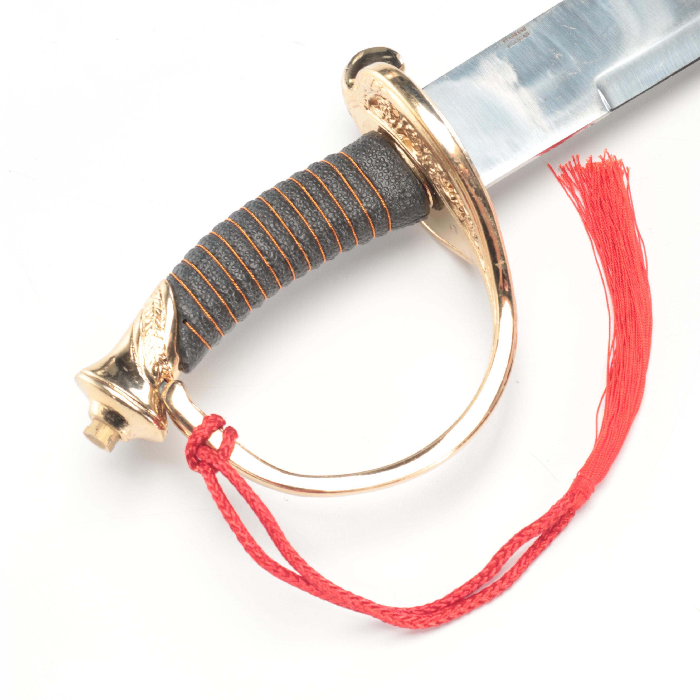 Stainless Steel Fantasy Pirate Cutlass Reproduction with Leather Scabbard