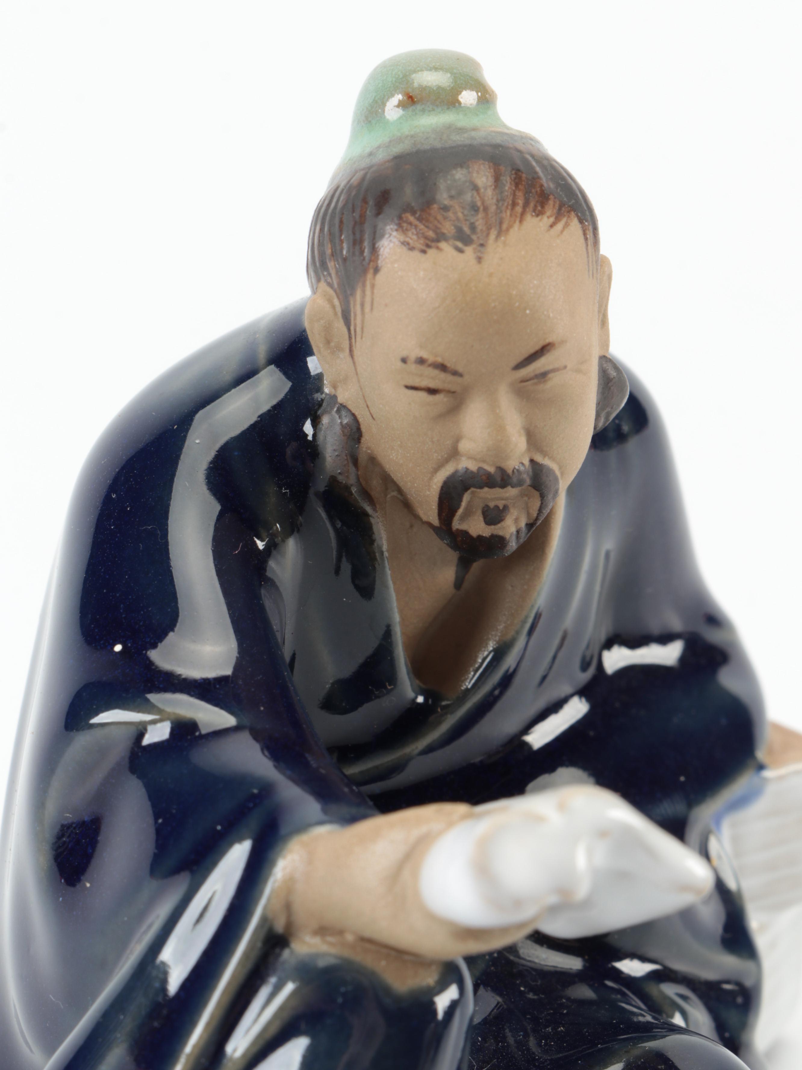 Chinese Shiwan Pottery Figurines with Sancai Glazed Tang Style Horse