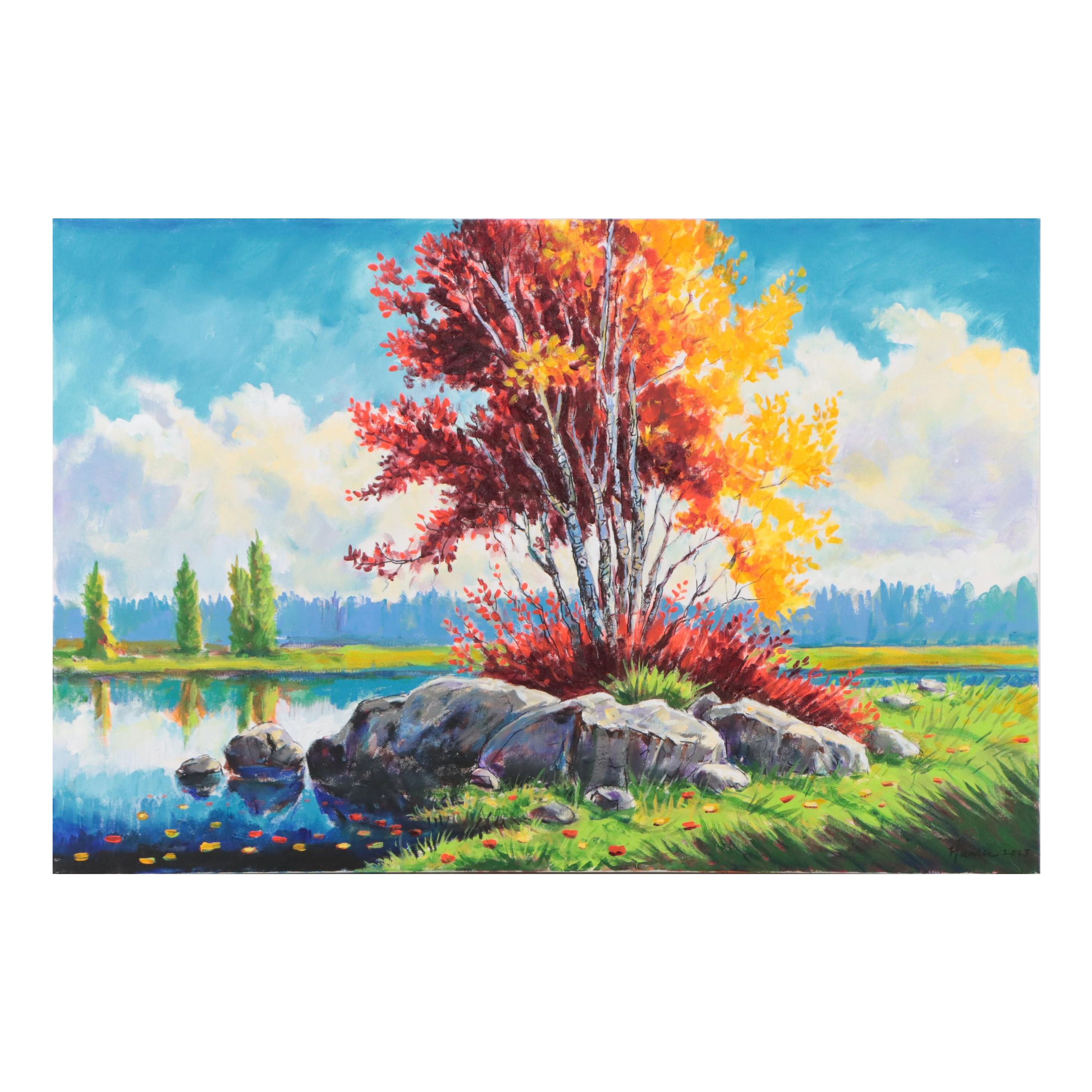 Frank Harris Landscape Acrylic Painting, 2023