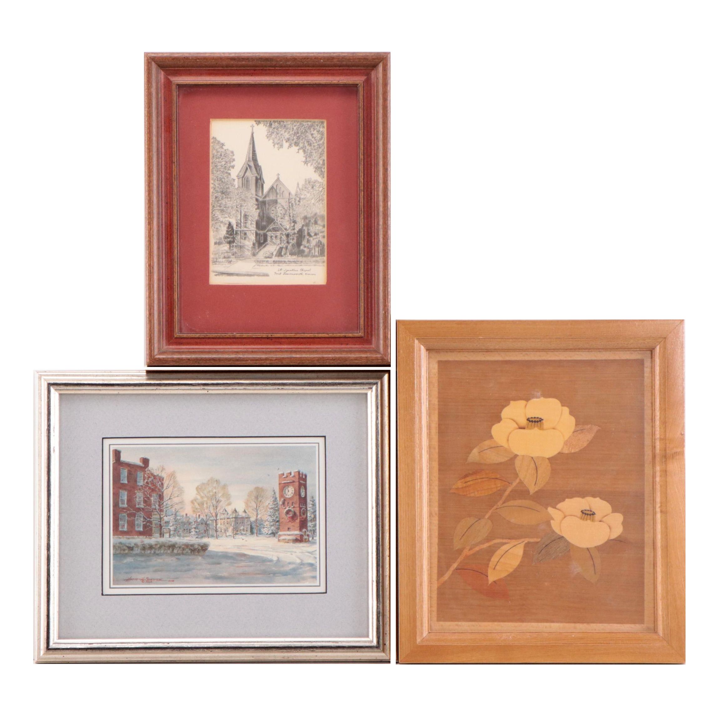 Floral Wood Inlay Wall-Hanging and More