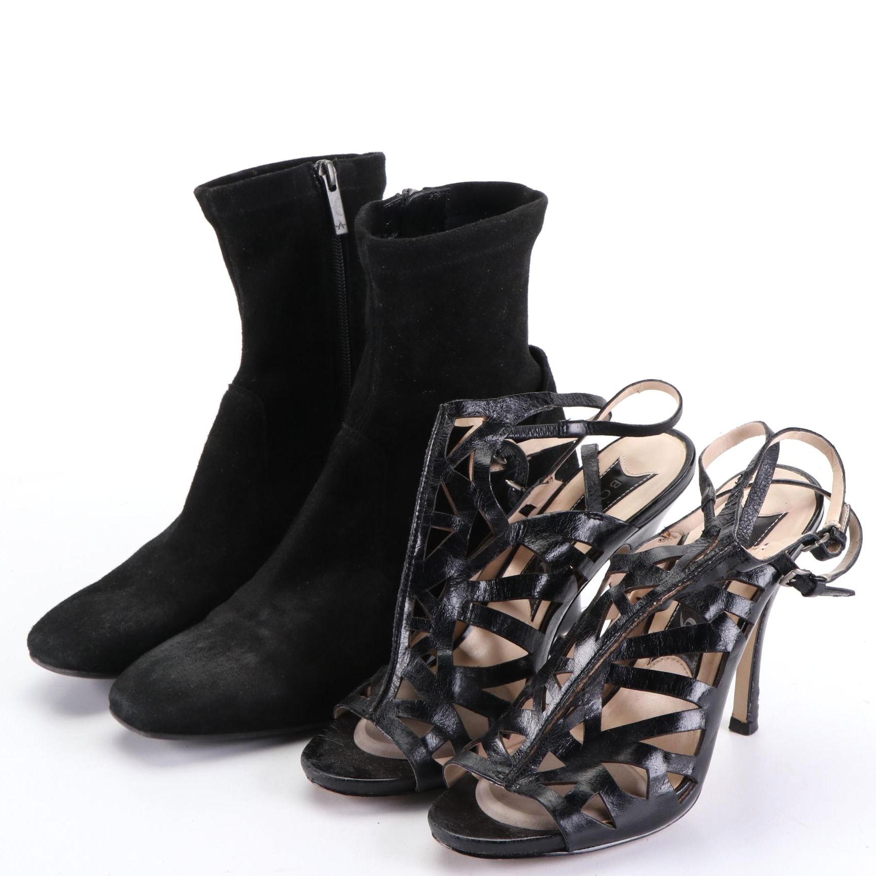 Aquatalia Suede Ankle Boots and Boutique 9 Javan Strappy Sandals with Box