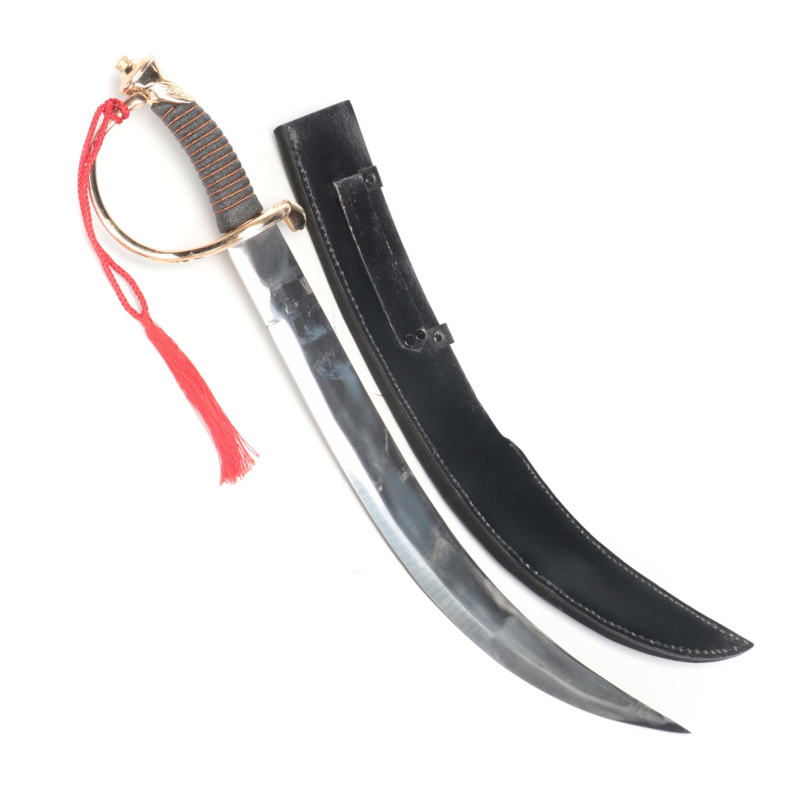 Stainless Steel Fantasy Pirate Cutlass Reproduction with Leather Scabbard