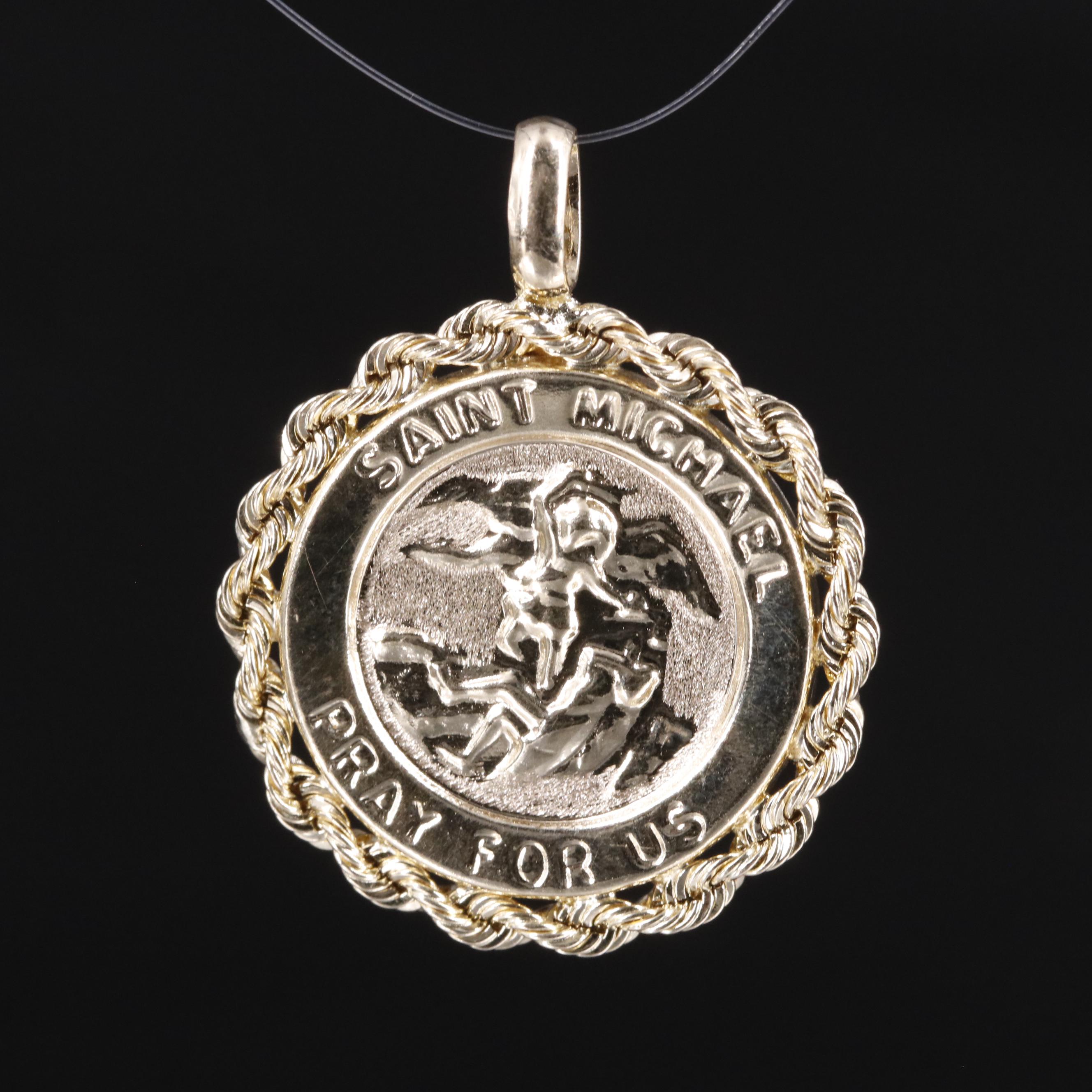 10K Saint Michael Medallion Pendant