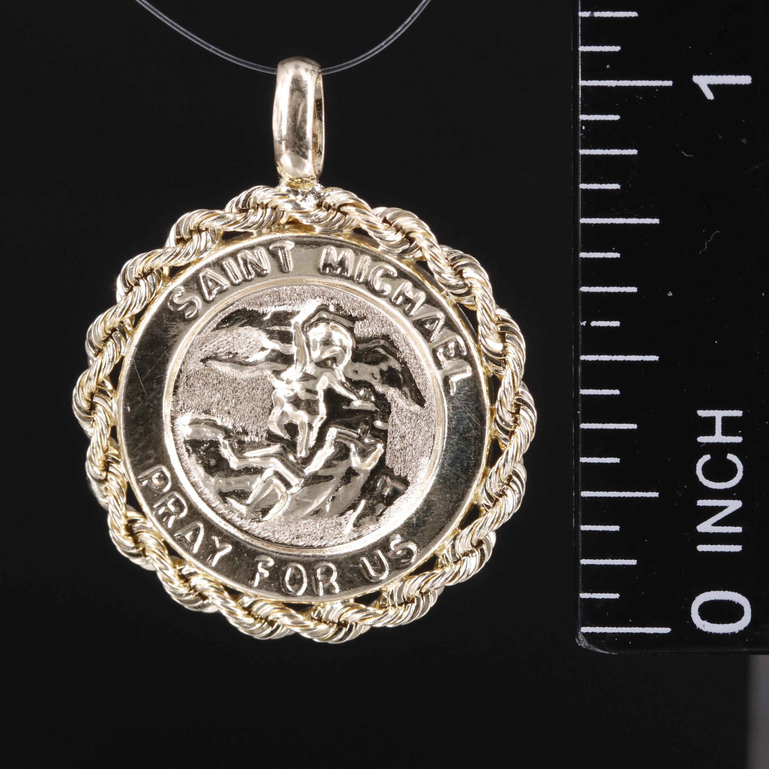 10K Saint Michael Medallion Pendant