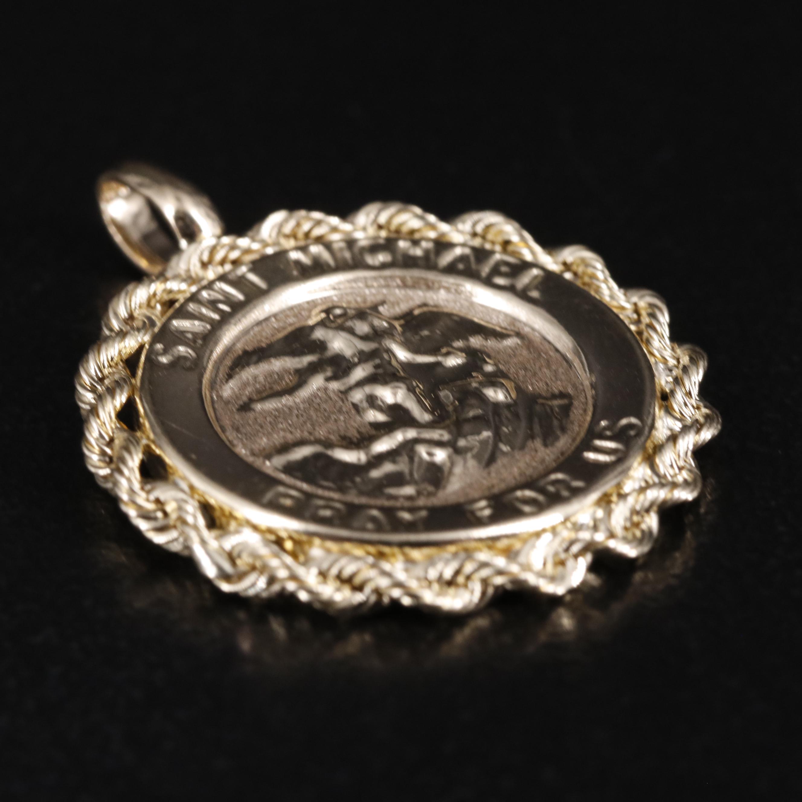 10K Saint Michael Medallion Pendant