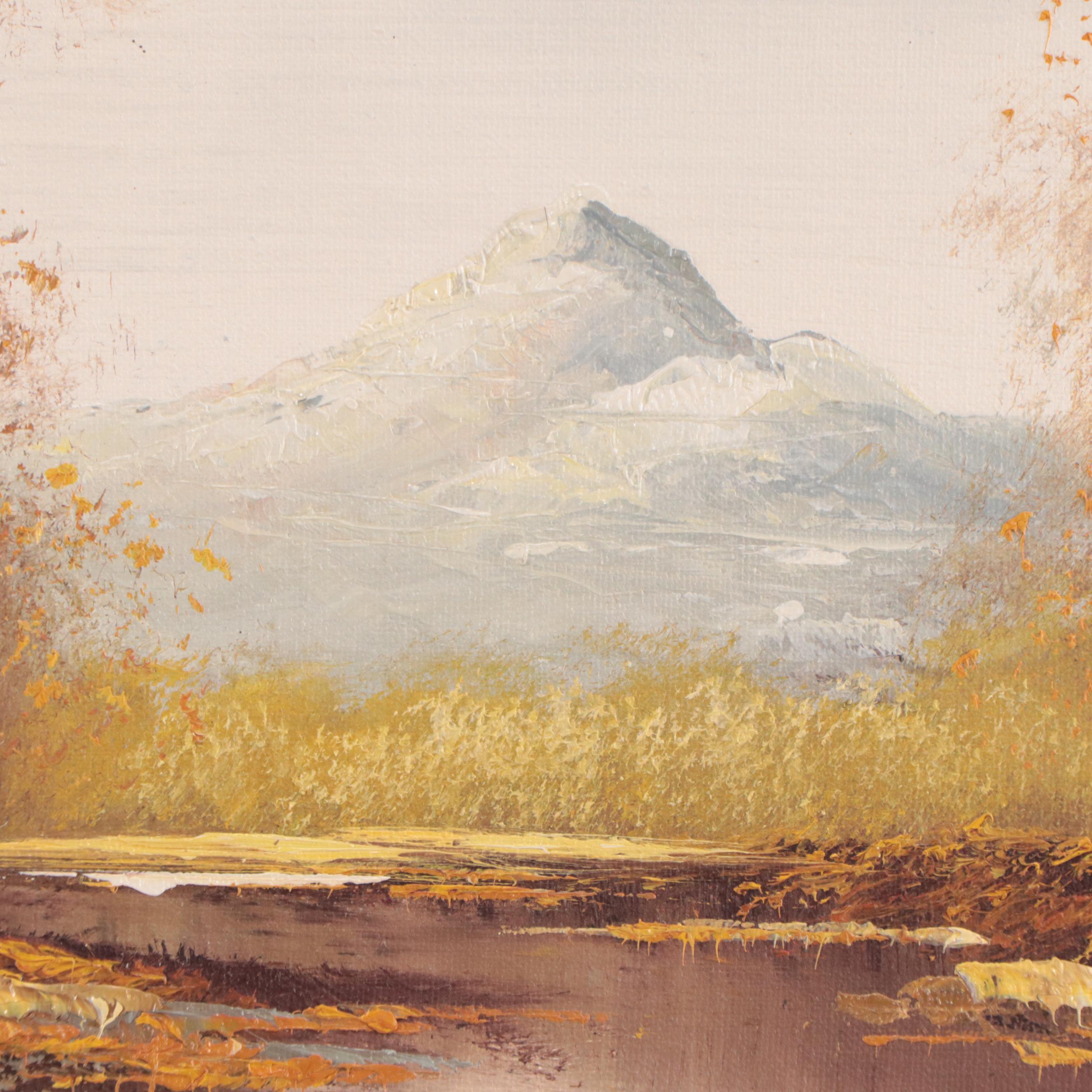 Landscape Oil Painting of Mountain Lake Scene