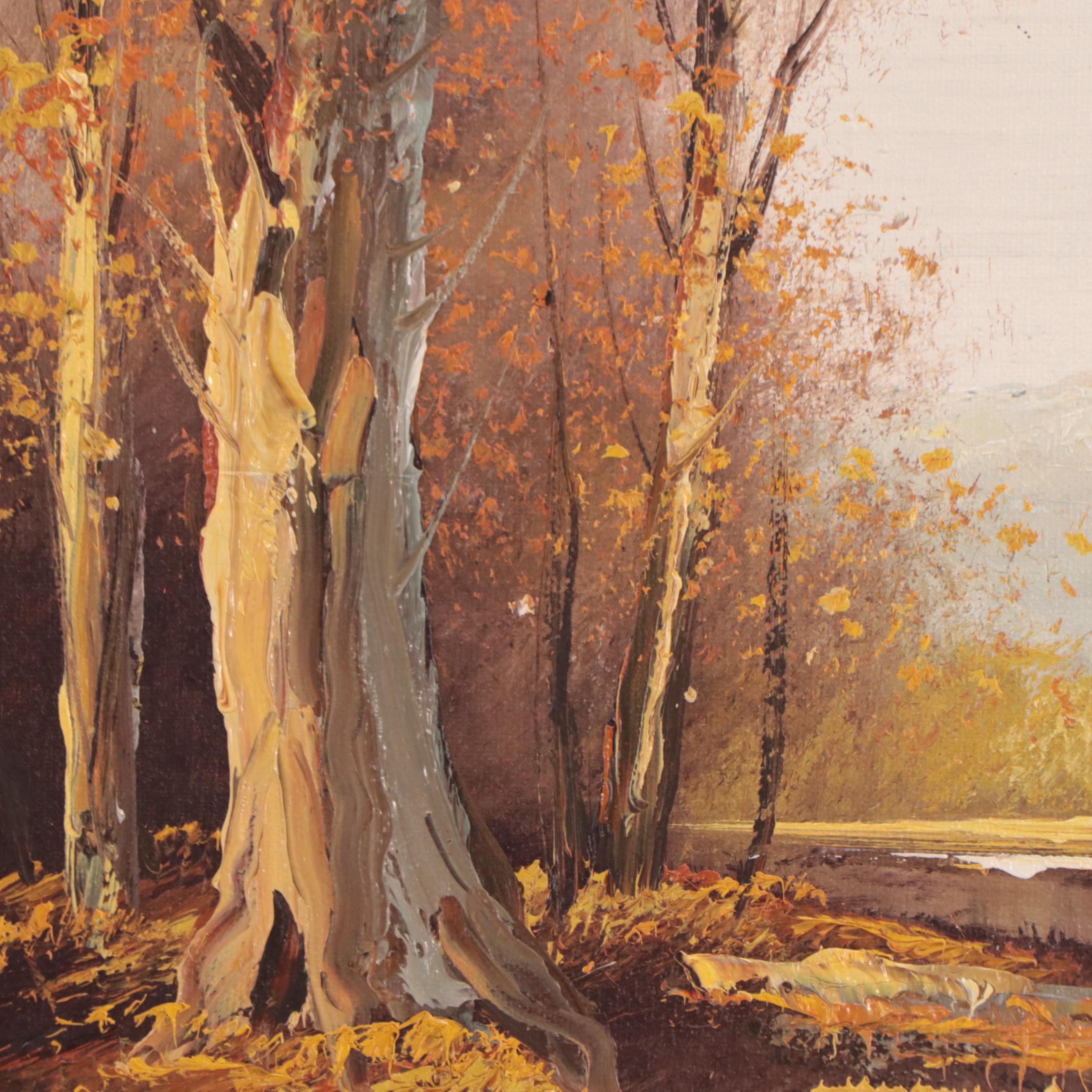 Landscape Oil Painting of Mountain Lake Scene