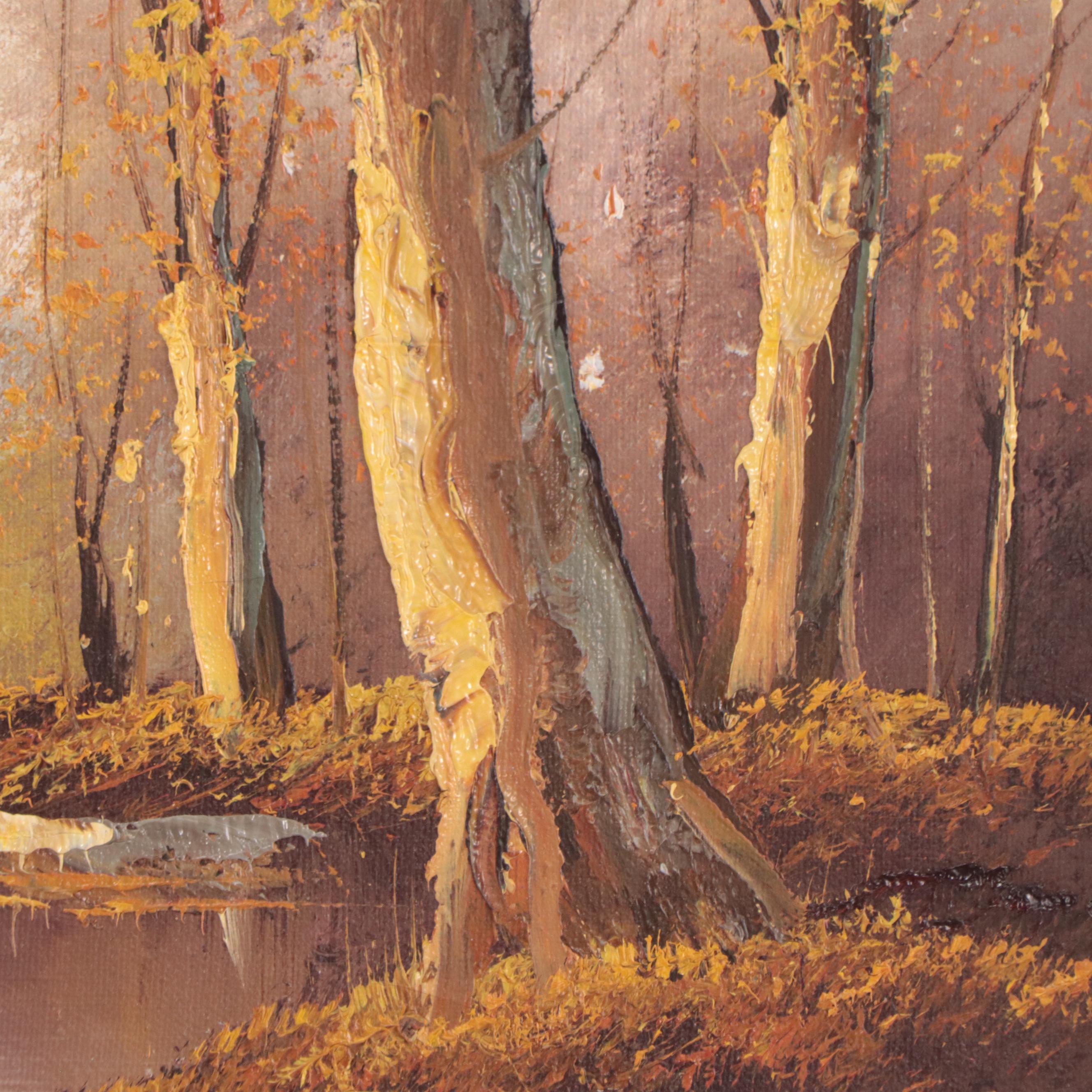 Landscape Oil Painting of Mountain Lake Scene