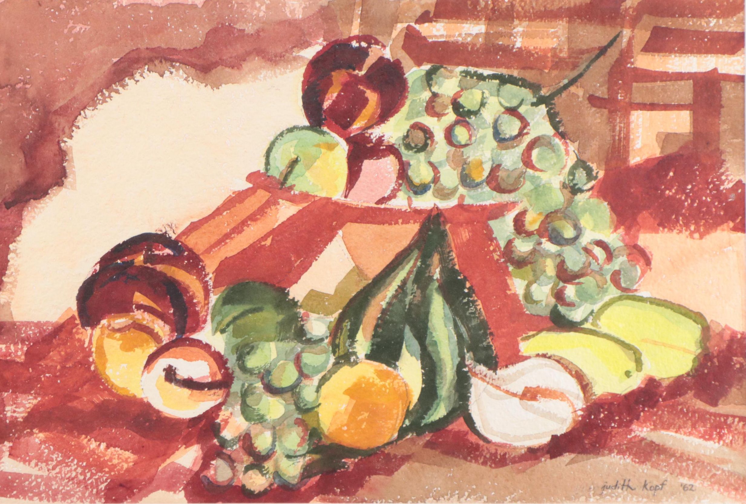 Judith Kopf Still Life Watercolor Painting, 1962