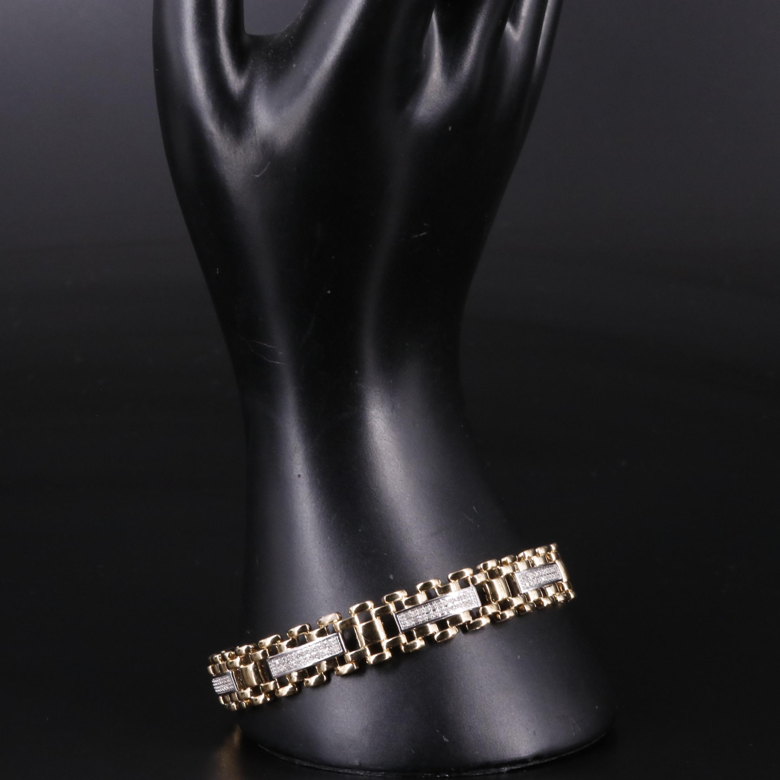 Sterling Diamond Link Bracelet