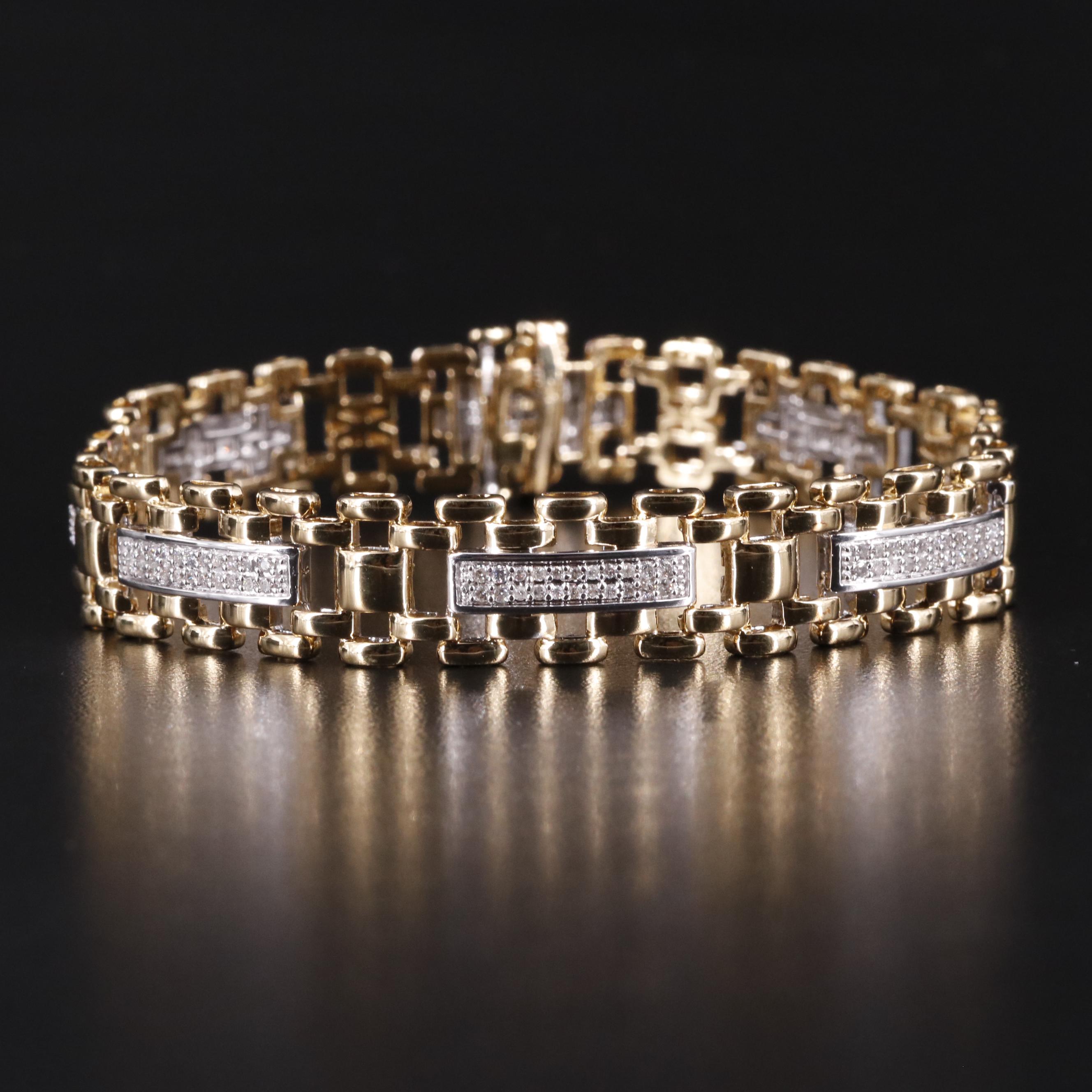 Sterling Diamond Link Bracelet