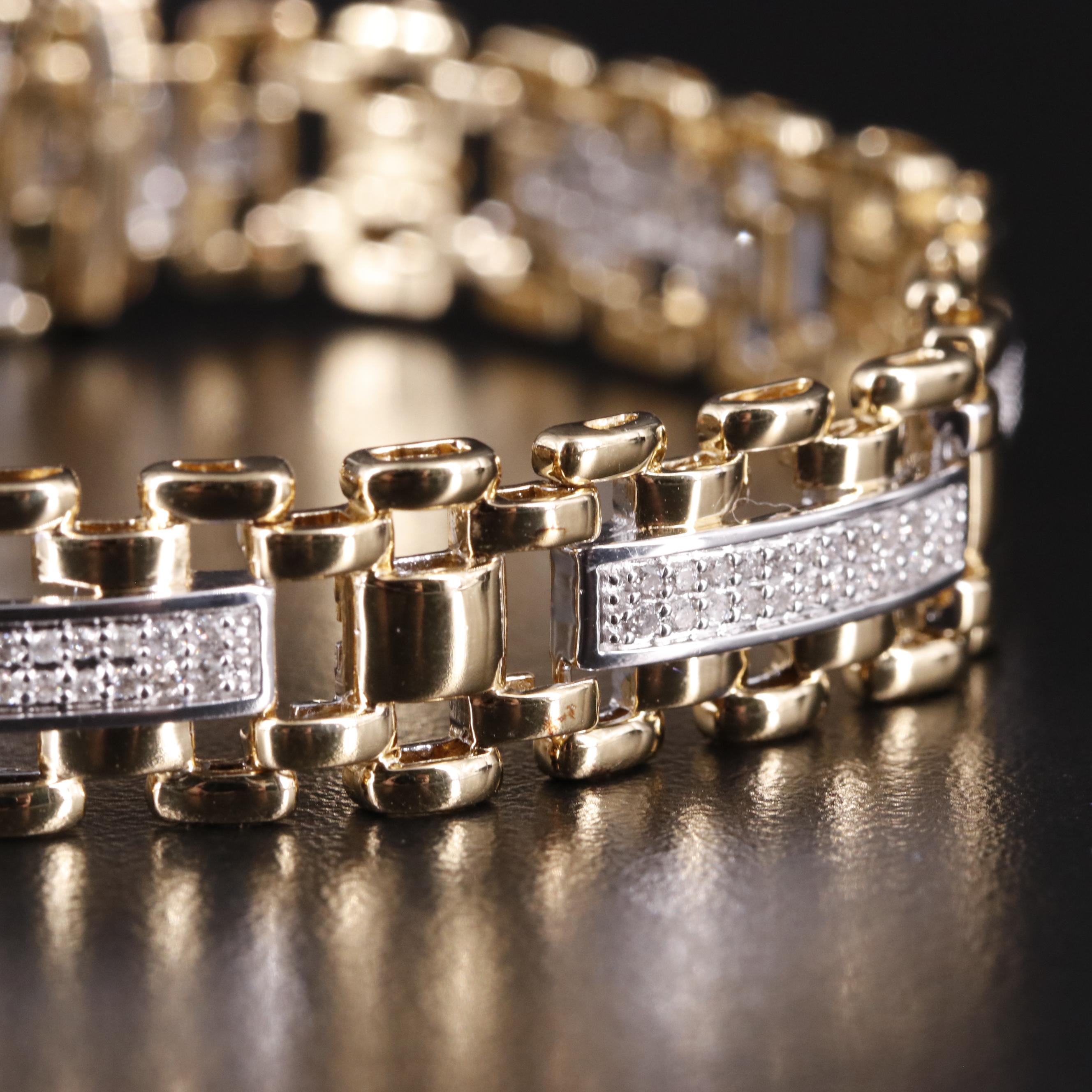 Sterling Diamond Link Bracelet
