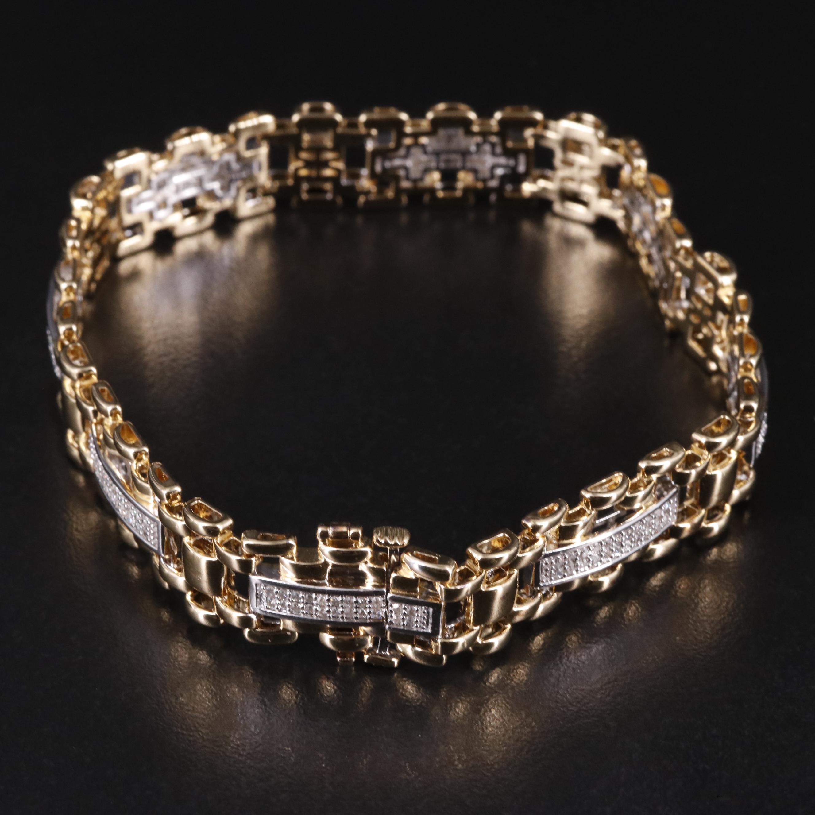 Sterling Diamond Link Bracelet