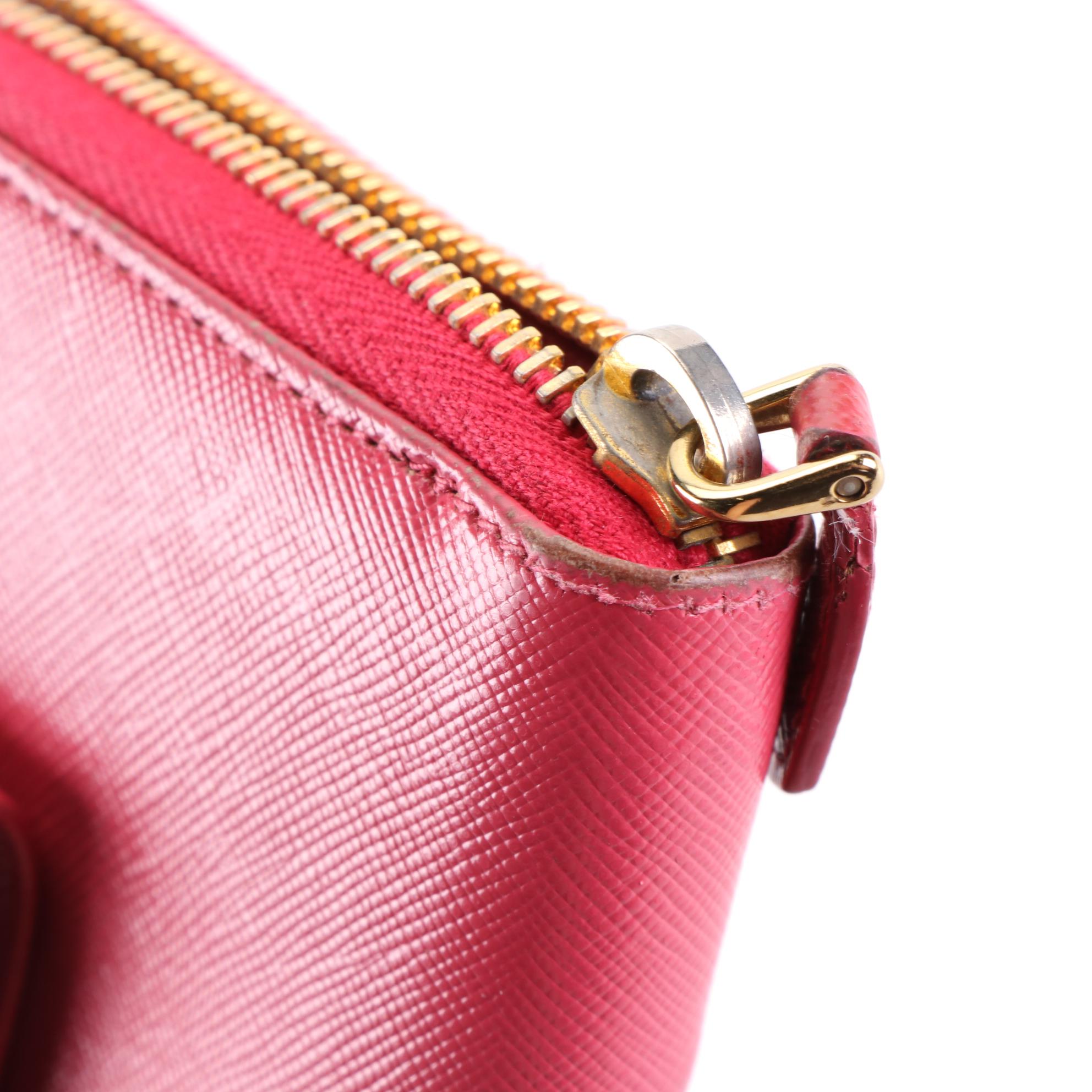 Prada Bow Continental Wallet in Peonia Saffiano Leather