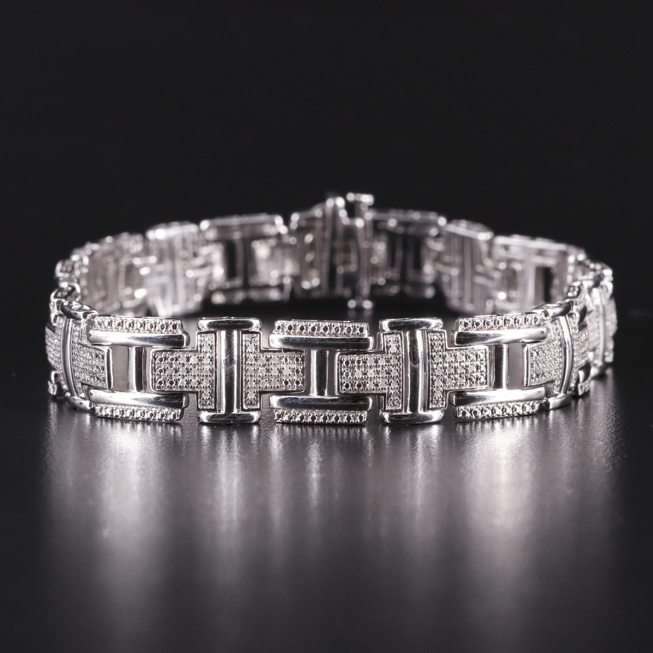 Sterling Diamond Link Bracelet